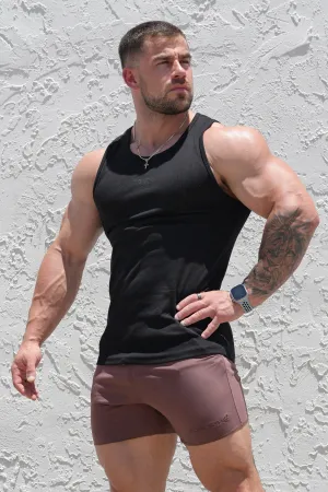 short - term storage Ribbed Muscle Tank Top - Black