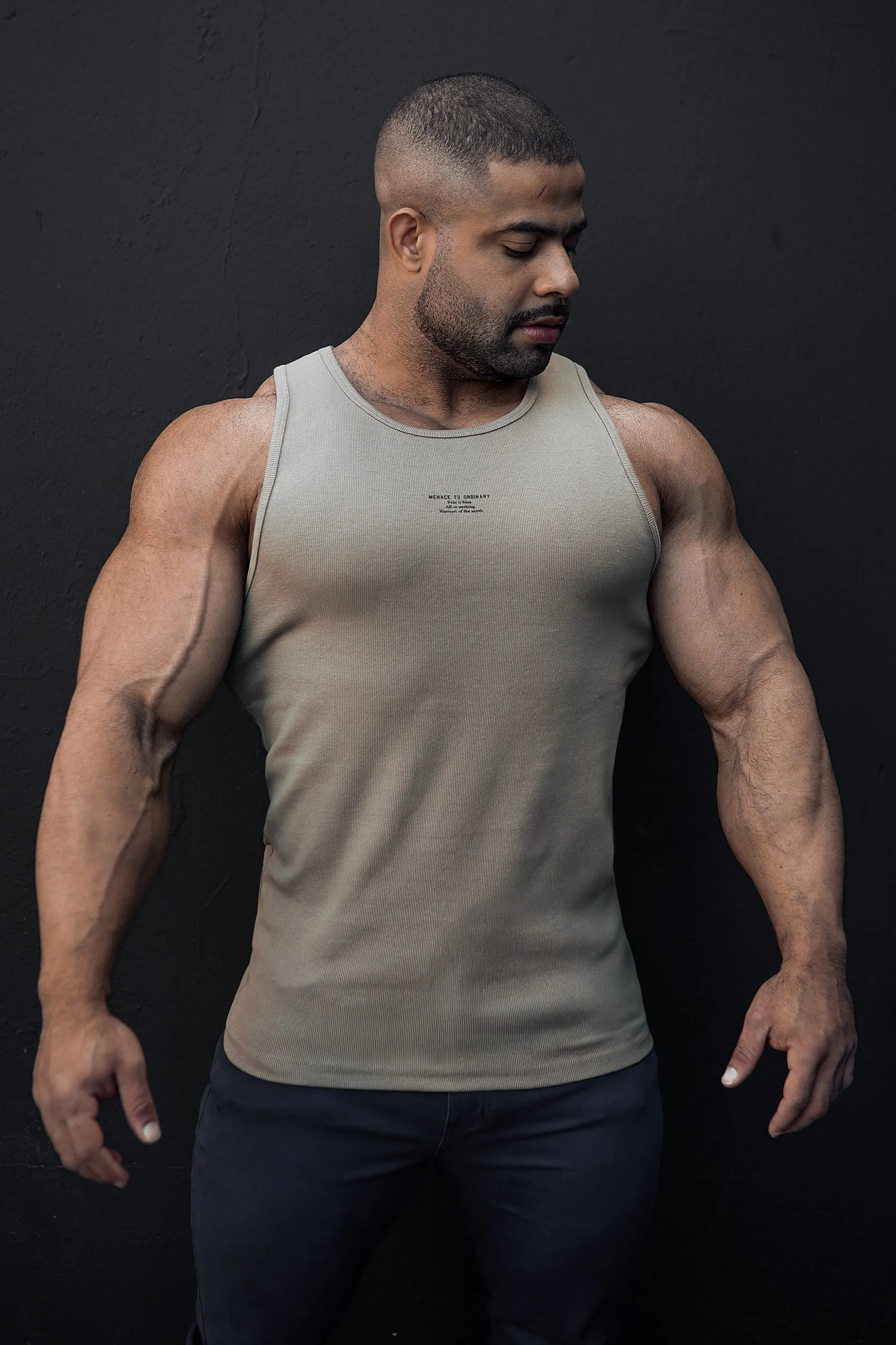 military personnel Ribbed Muscle Tank Top - Khaki