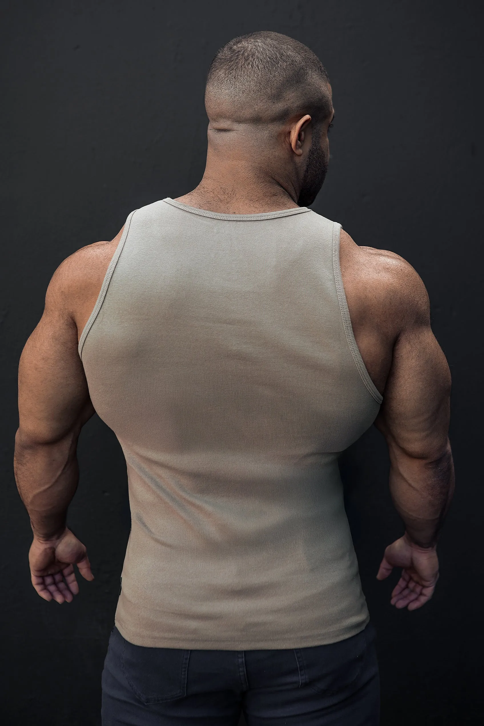 Ribbed Muscle Tank Top - Khaki gas storage AntiOdor Technology