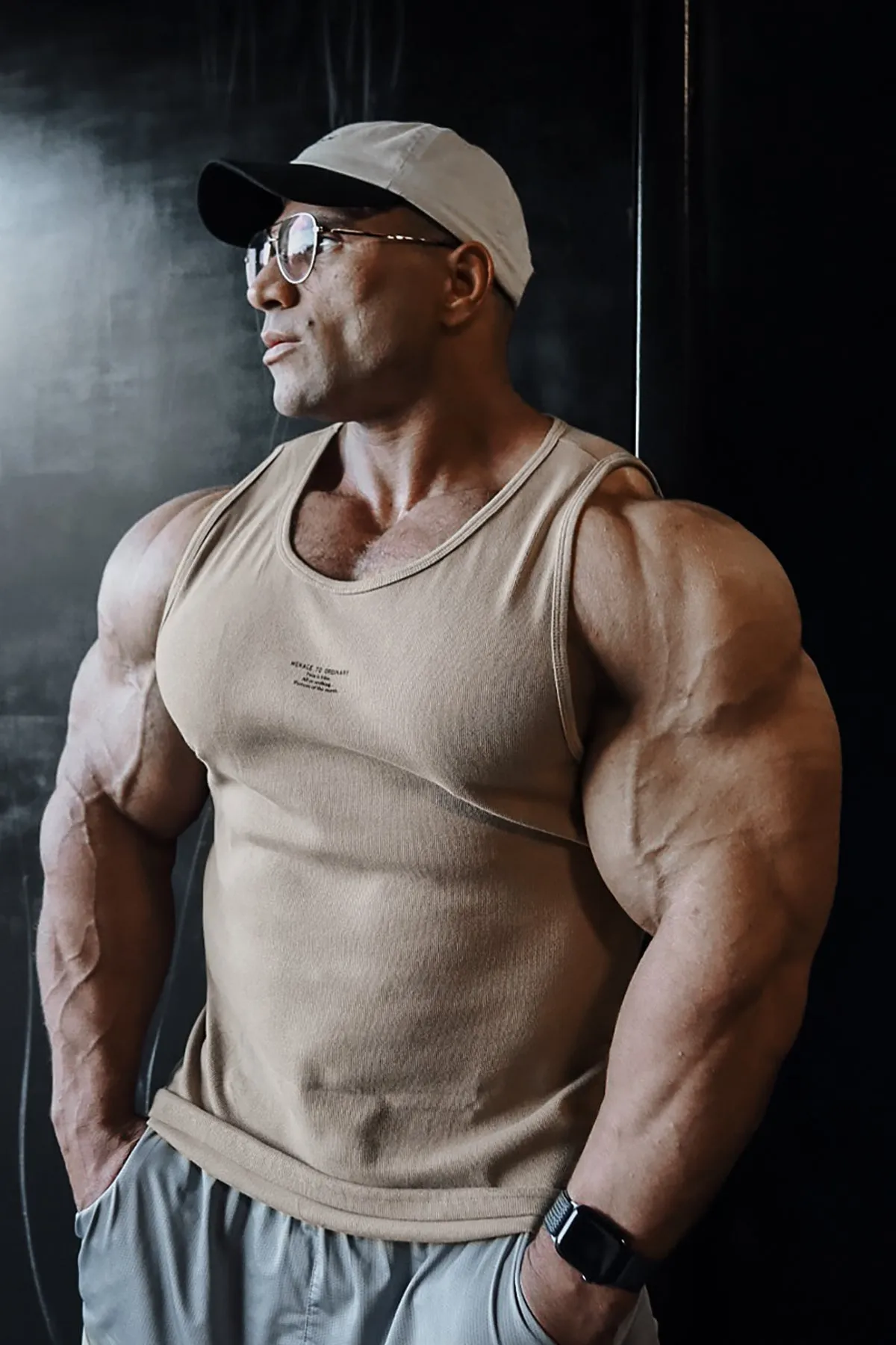 Ribbed Muscle Tank Top - Khaki Arctic - proof