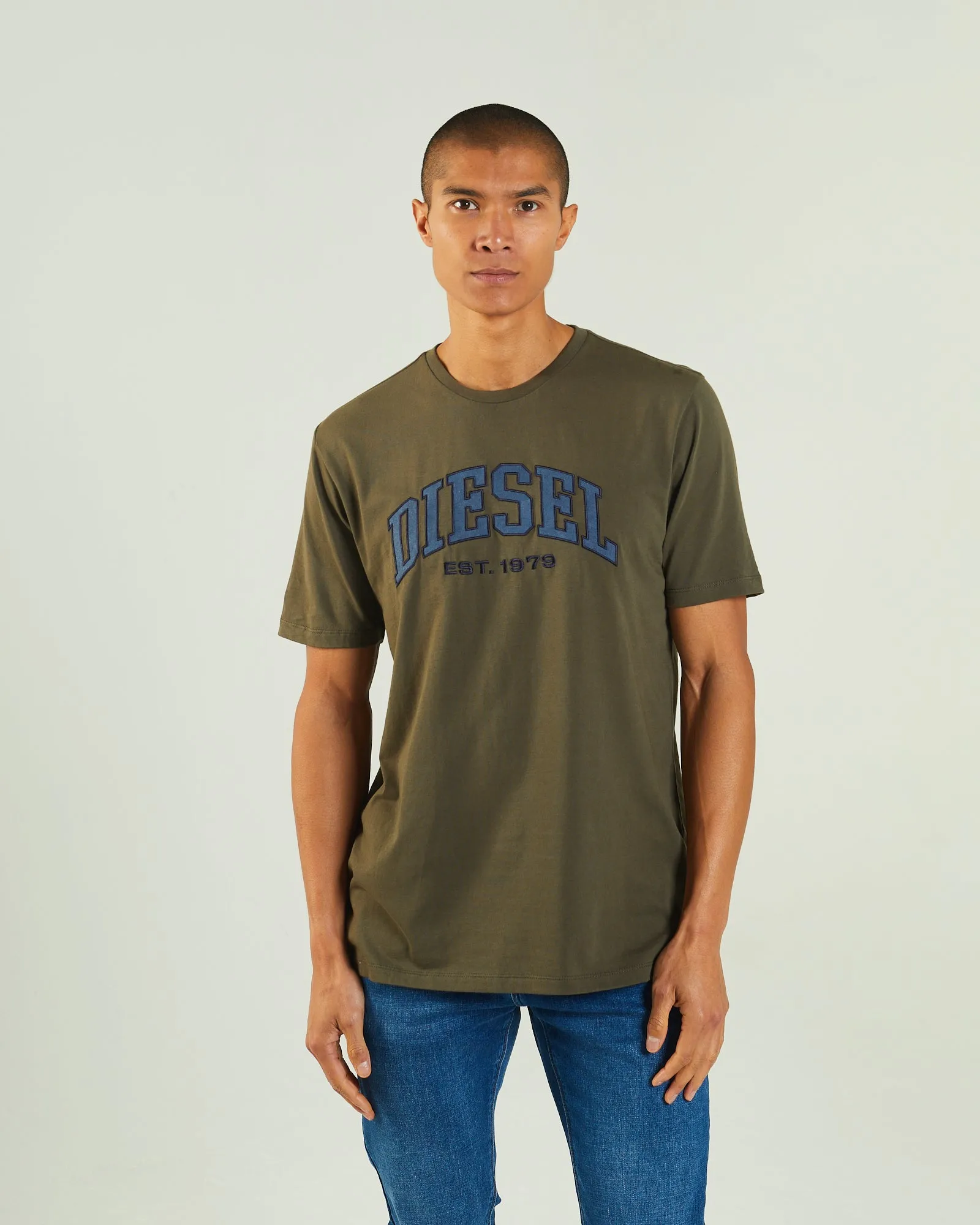 Chic and Cozy Raw Edge Hem Ronnie Tee Combat Green