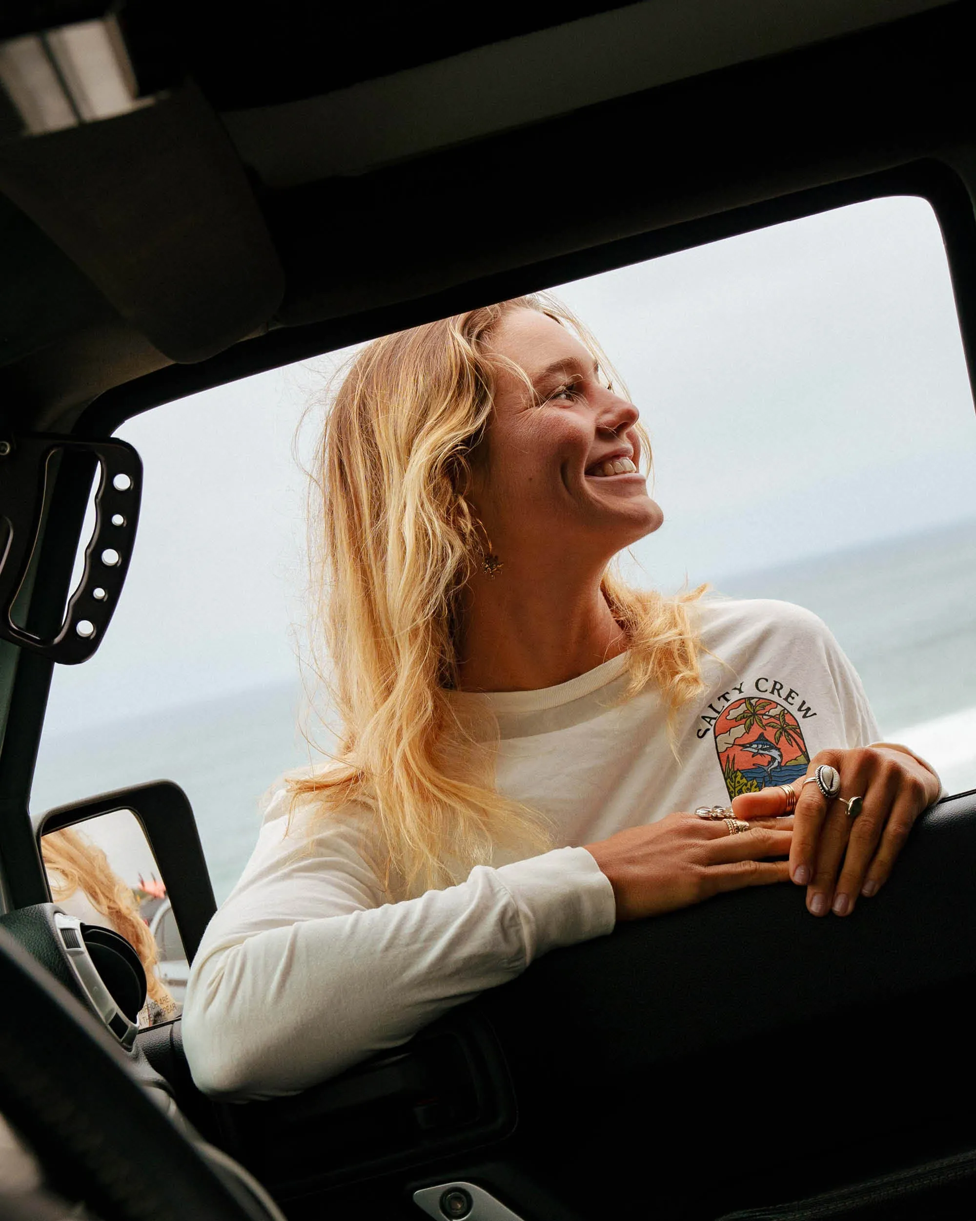 Stretch waistband Light Flex Fit Sail Away L/S Crop Tee - Off White