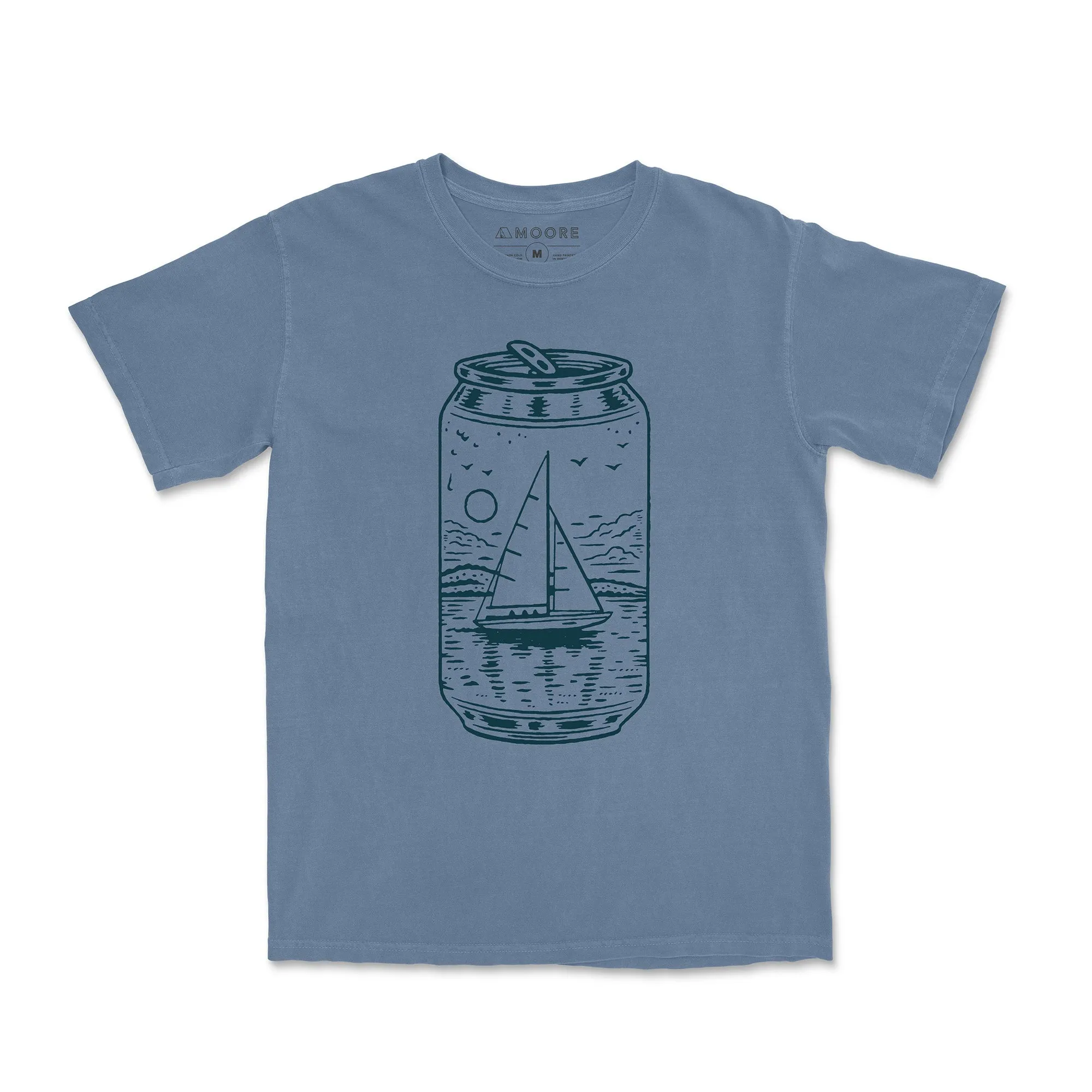 Ruffled edges Comfortable Layers Sailboat Can Tee-Vintage Blue