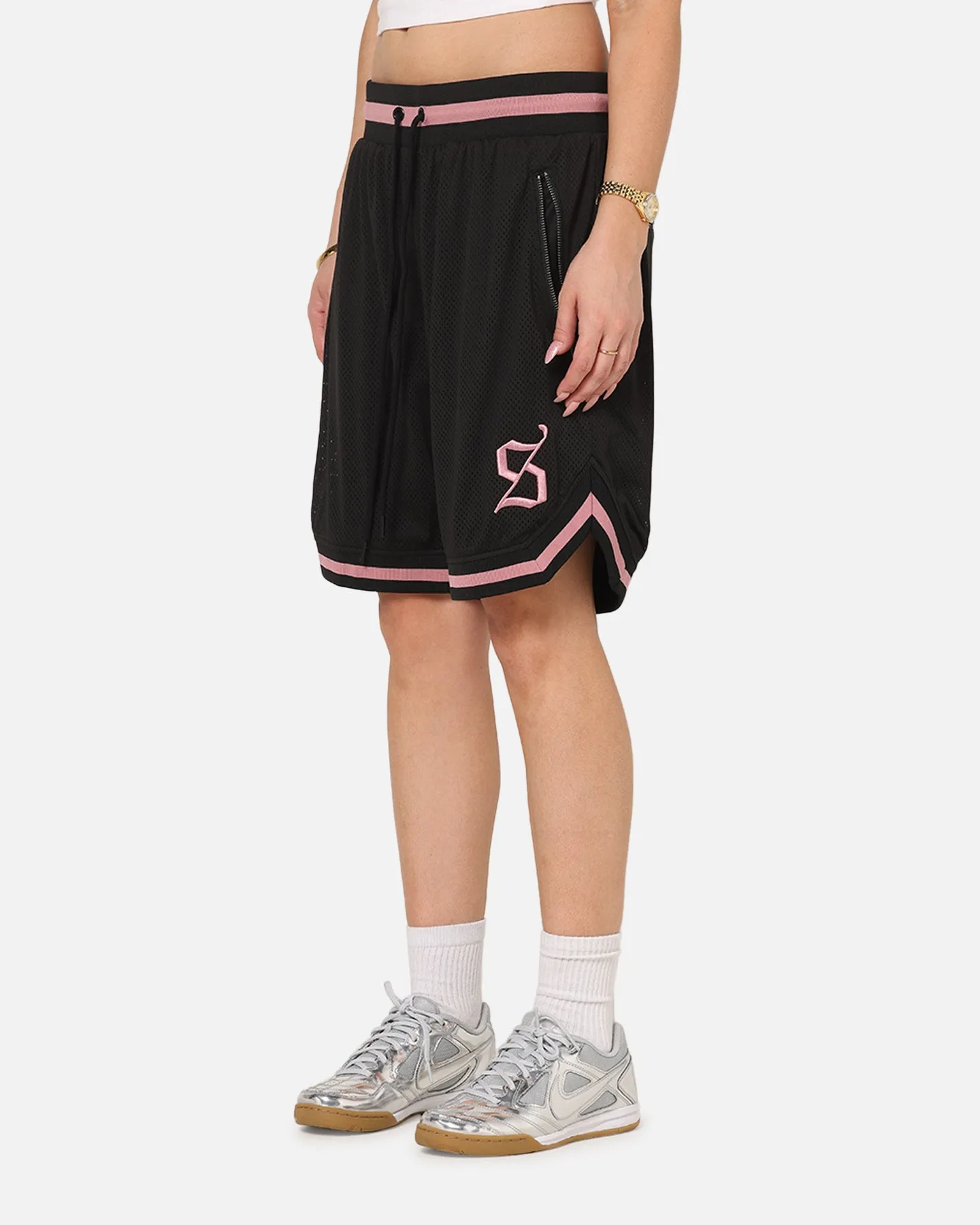 Saint Morta Envogue Allstar Basketball Shorts Black/Pink Minimal Design Sun Protection Fabric