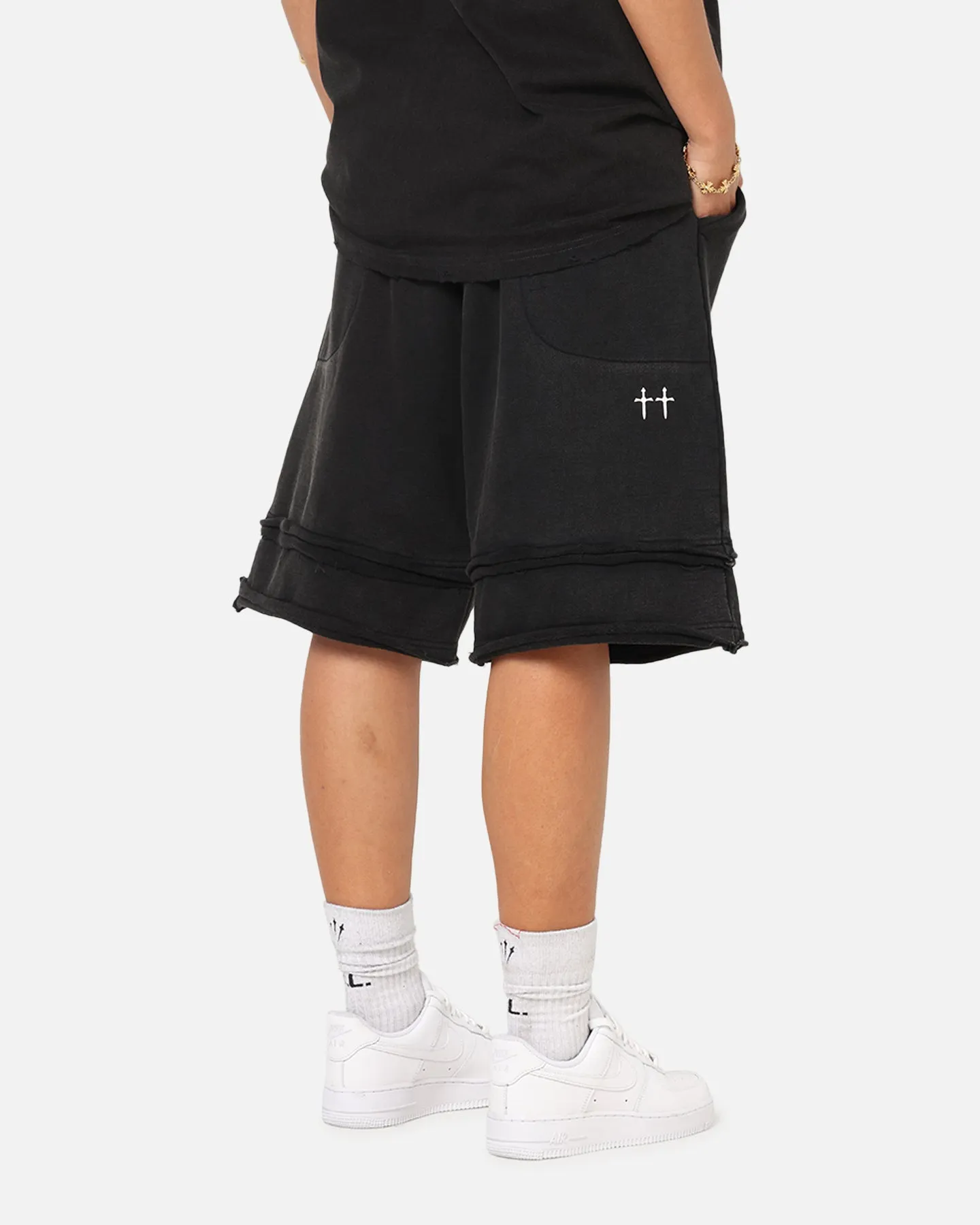 Saint Morta Gothic Layered Sweat Shorts Black Casual Movement