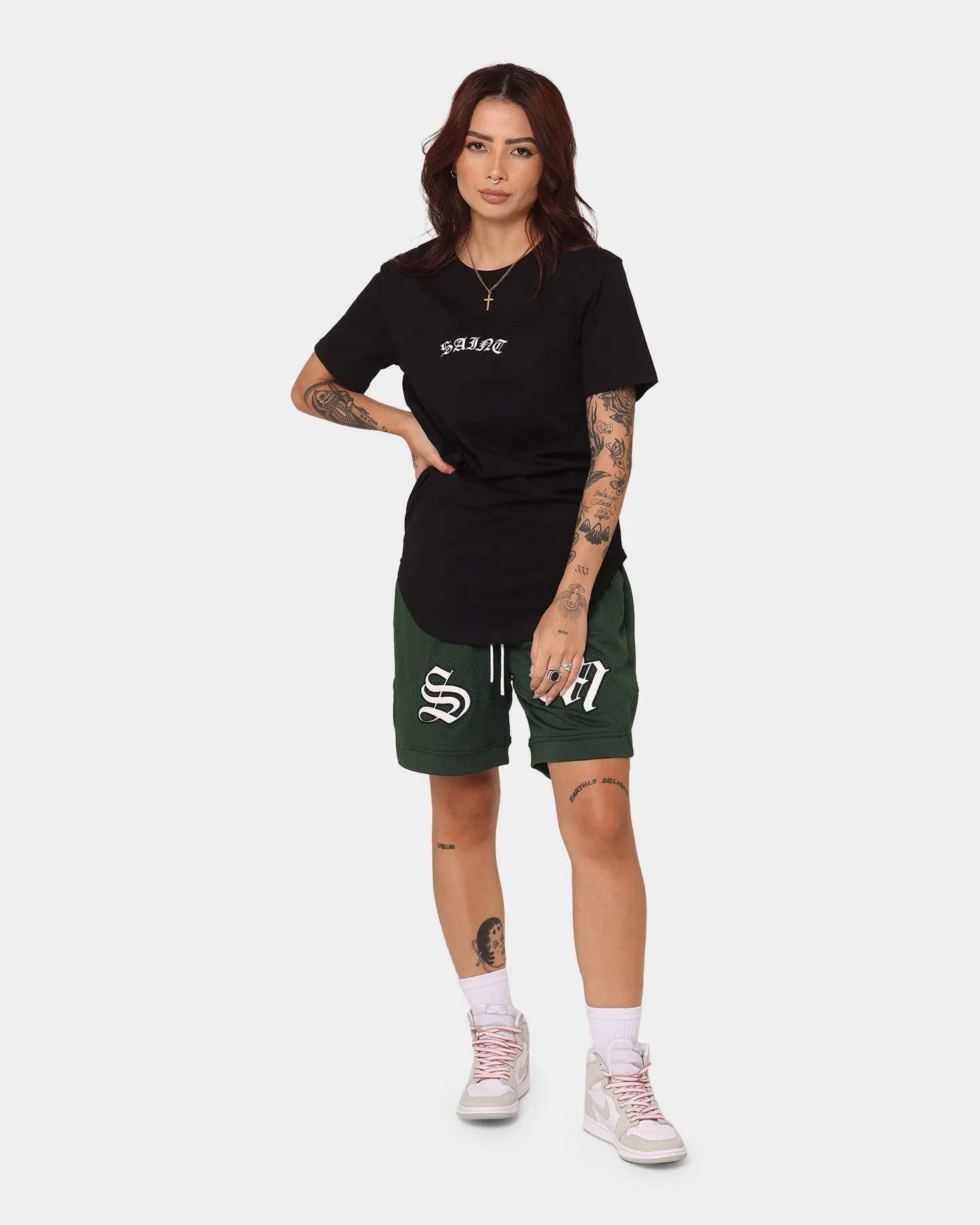 Saint Morta Graves Basketball Shorts Dark Green AntiStaticCoating