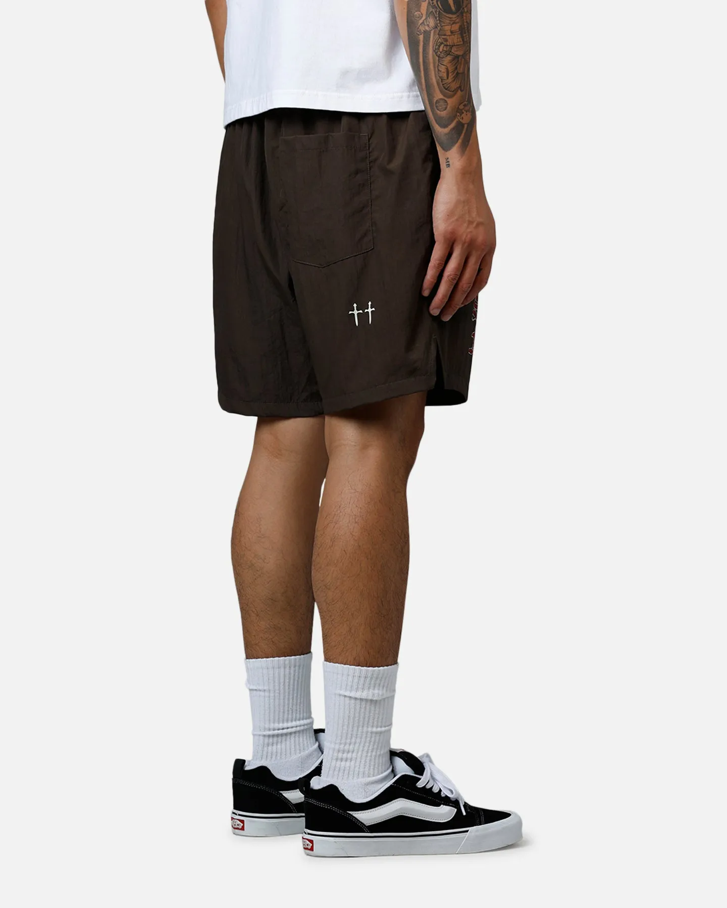 Saint Morta Hardcore Nylon Shorts Dark Brown Versatile Wear Zero Bulk Packaging