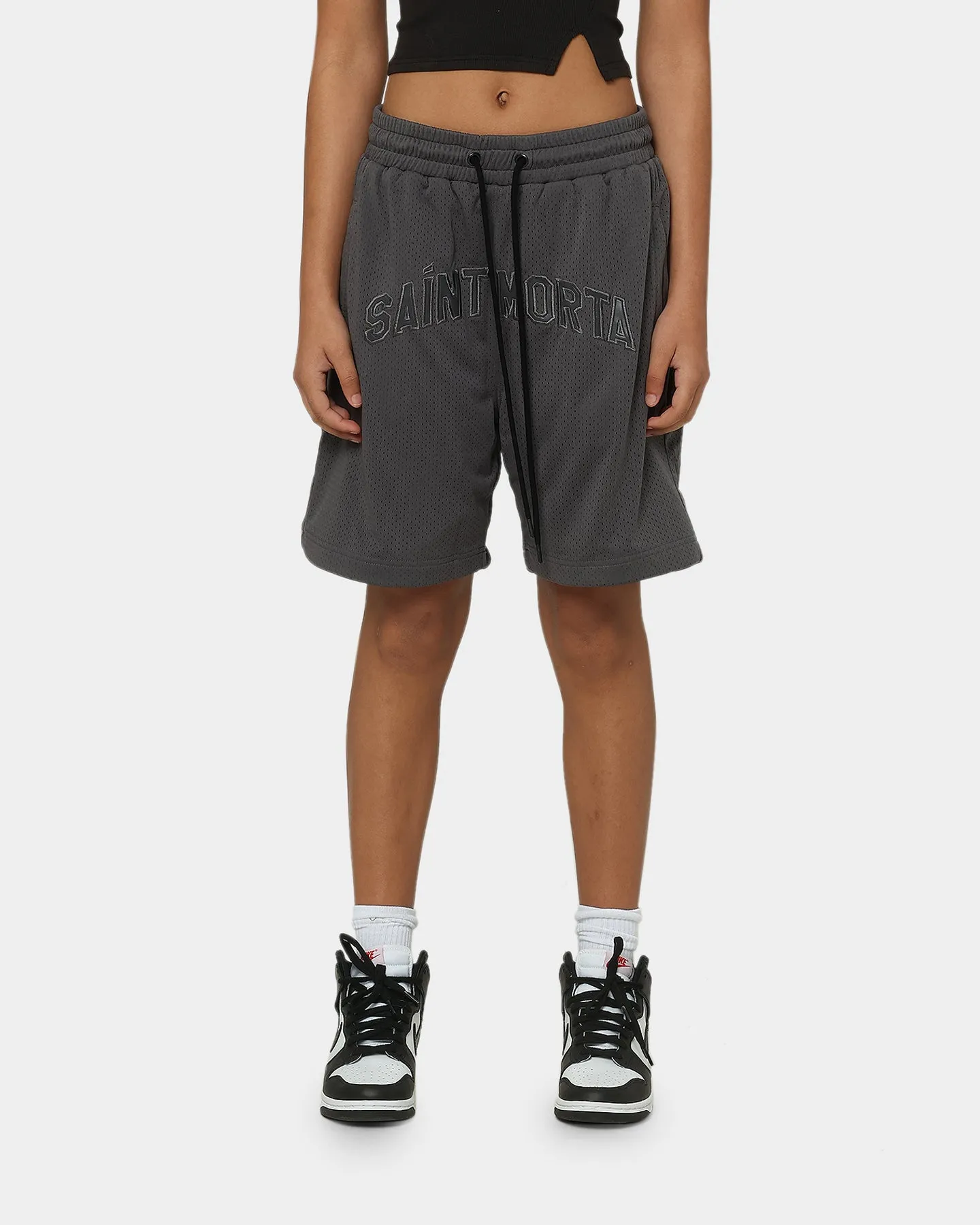 Casual Flex Fit Saint Morta Kingdom Basketball Shorts Dark Grey