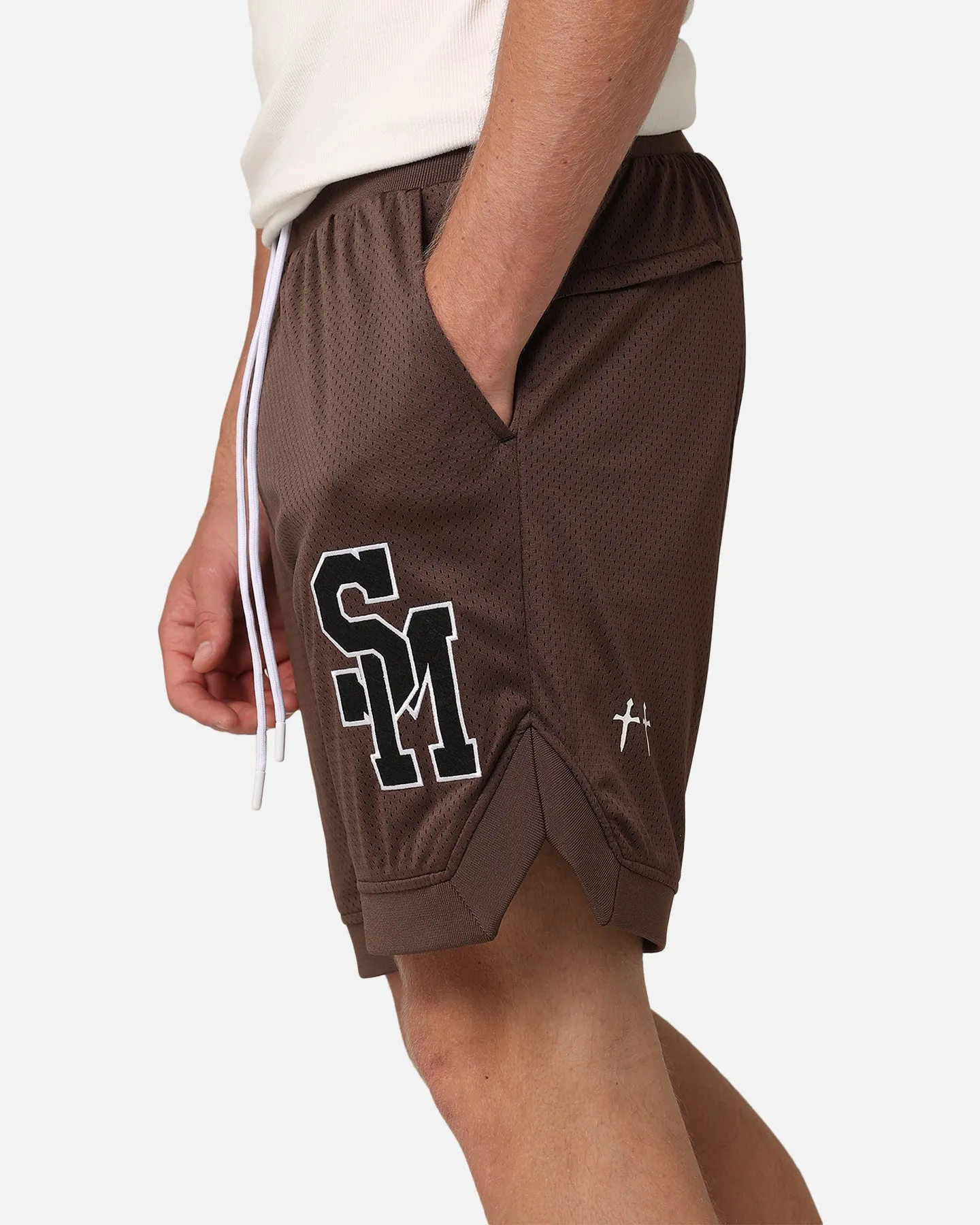 Saint Morta La Rambla Basketball Shorts Dark Brown Ergonomic Panel Design