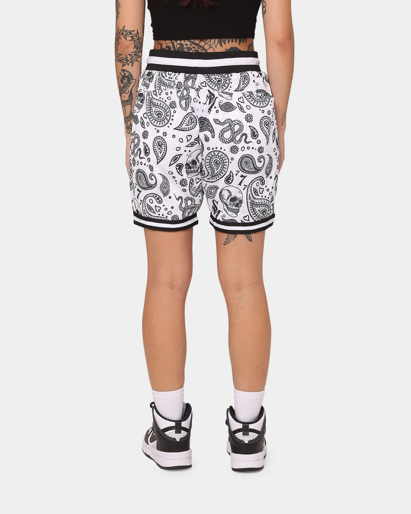 Saint Morta Paisley Olympus Ball Shorts White/Black Durable Waistband Chill Wear