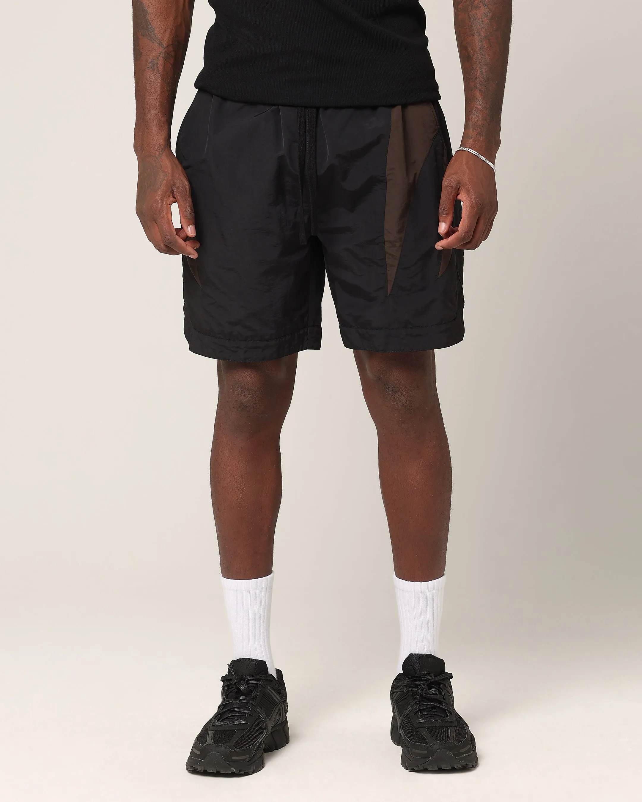 Saint Morta Rage Nylon Shorts Black/Brown Sport Motion BreathableWebbing