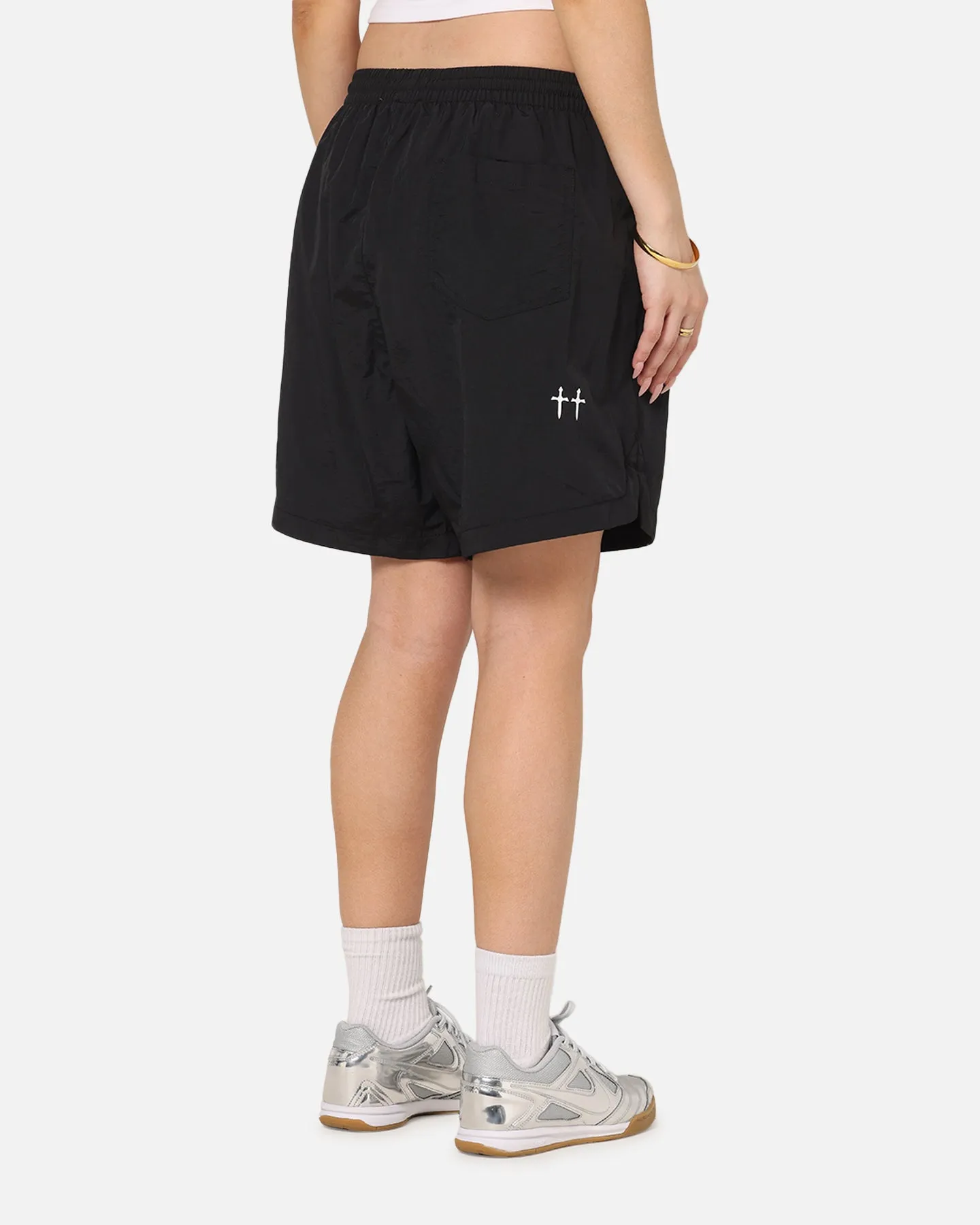 Saint Morta Saint Studios Logo Nylon Shorts Black Playful Prints
