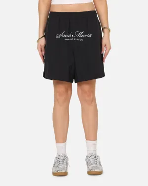 Saint Morta Saint Studios Logo Nylon Shorts Black Tear Resistant Weave