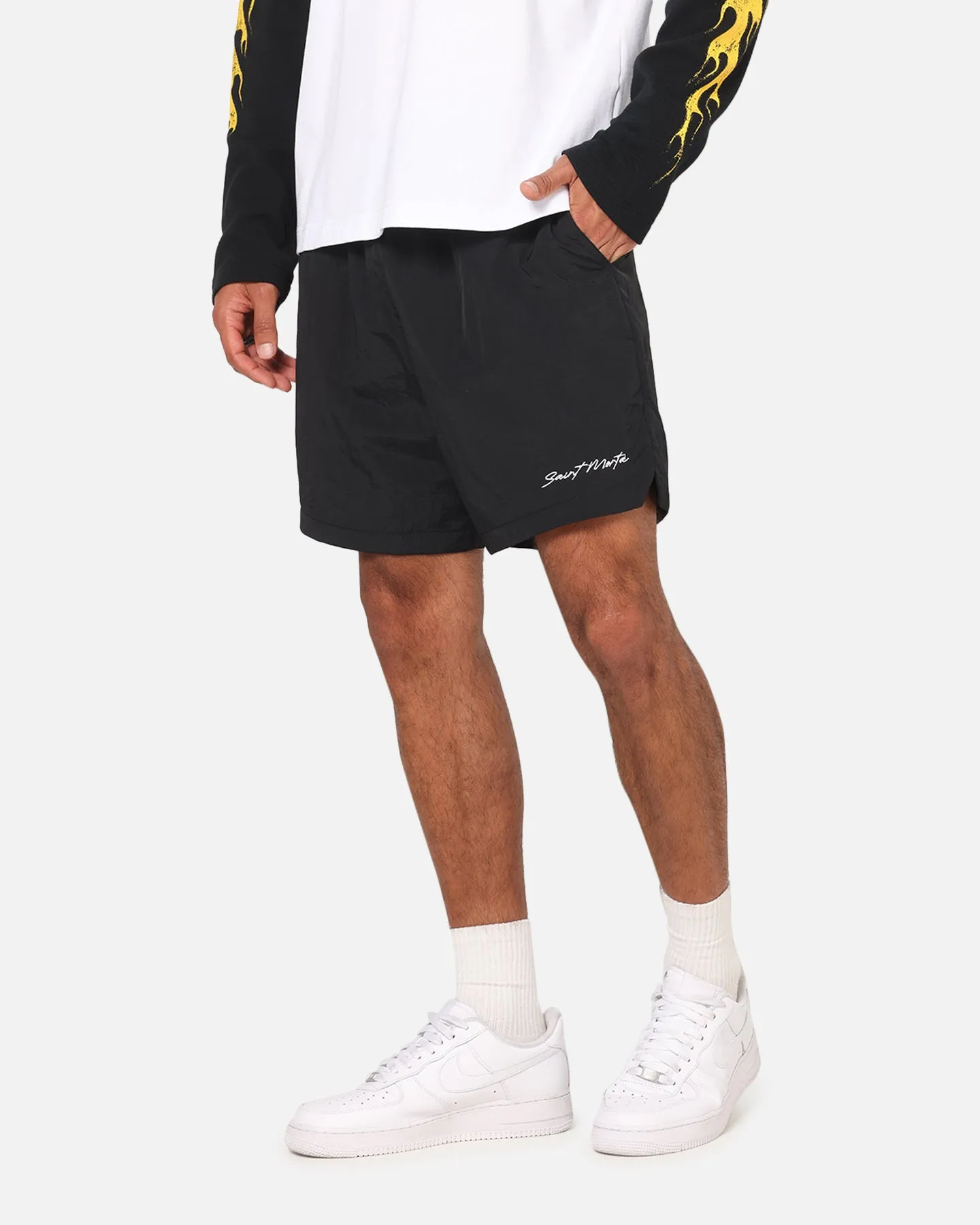 odor - absorbing cycling outfit Saint Morta Scription Nylon Shorts Black