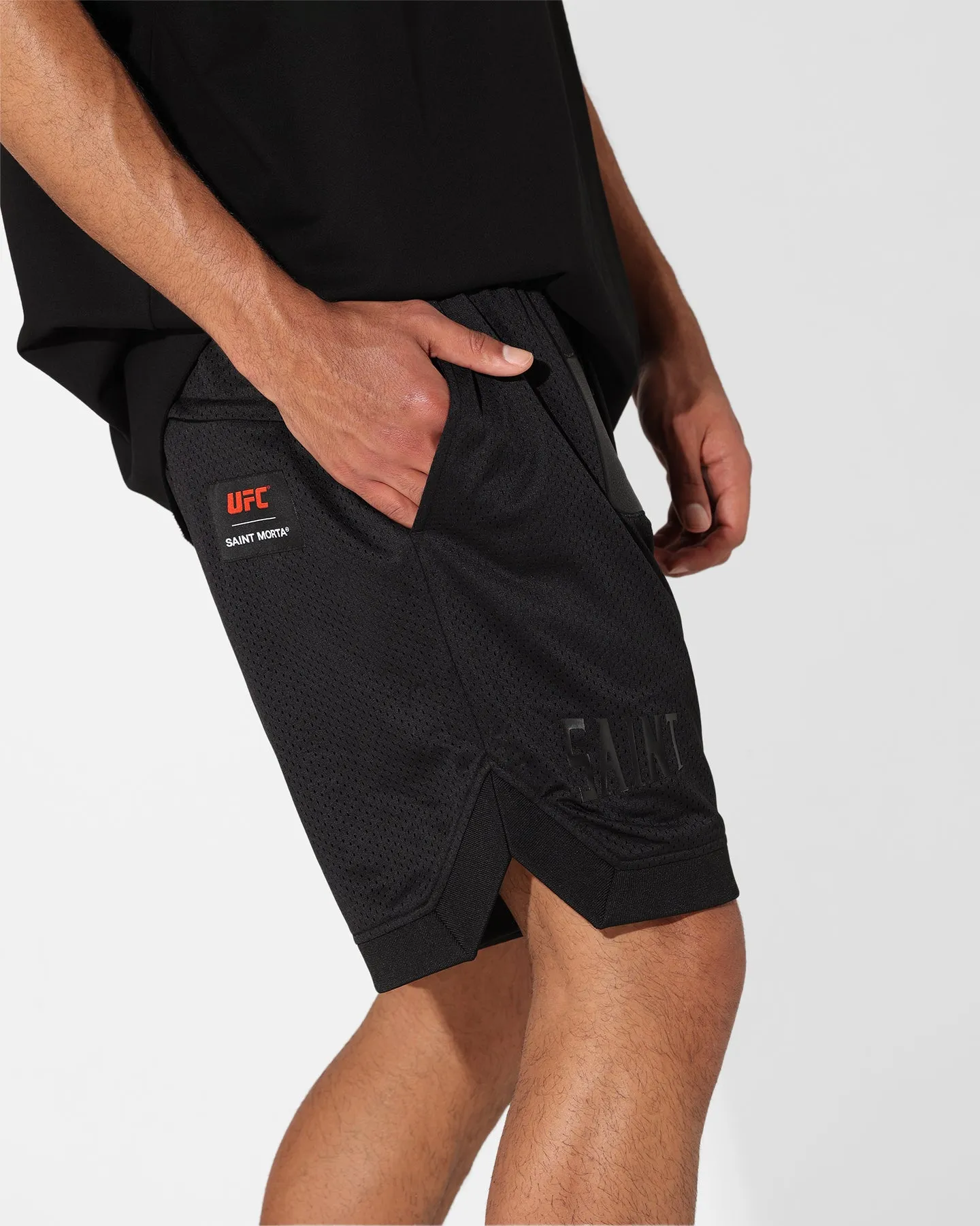 Tear Resistant Panels Saint Morta X UFC Basketball Shorts Black