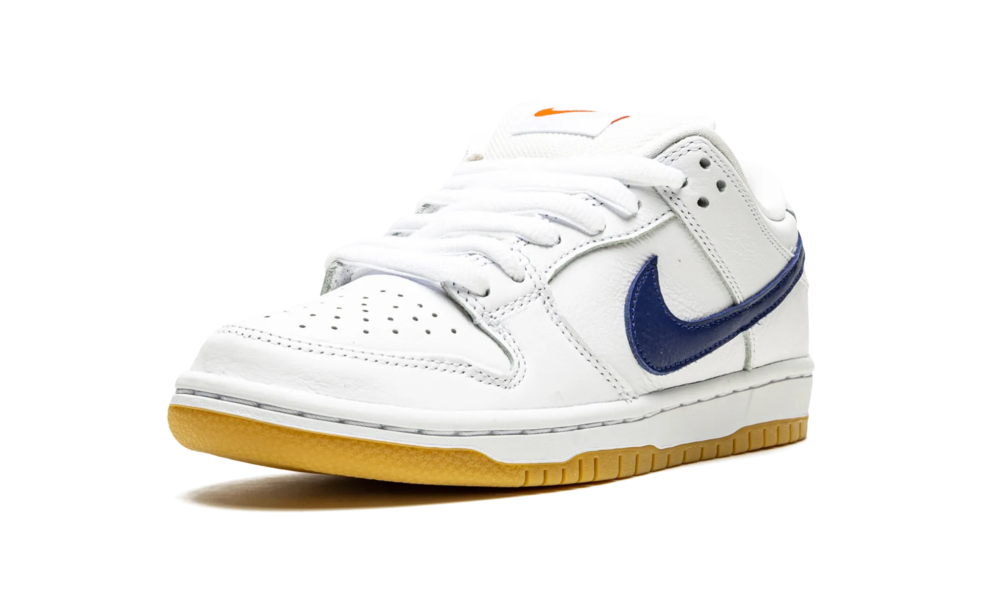 SB Dunk Low Pro Iso "Orange Label - White / Navy" Compression Molding