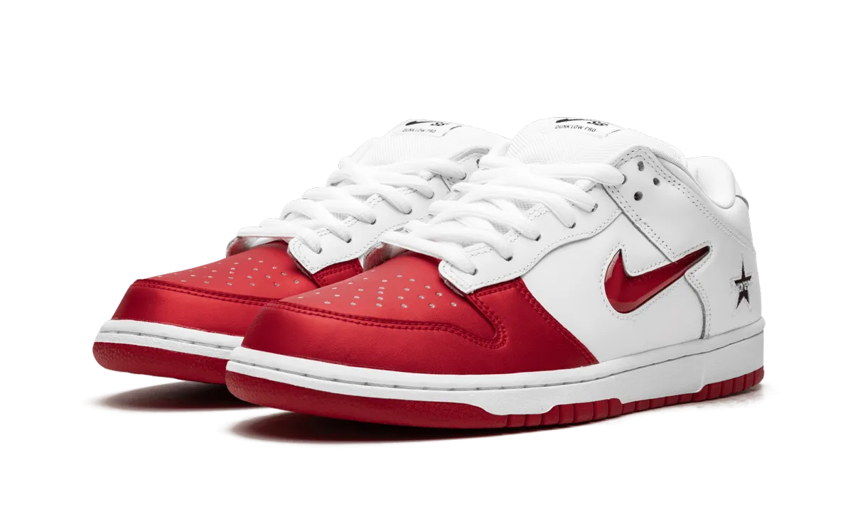 Throw Step Cloud Soft SB Dunk Low "Supreme - Jewel Swoosh Red/White"