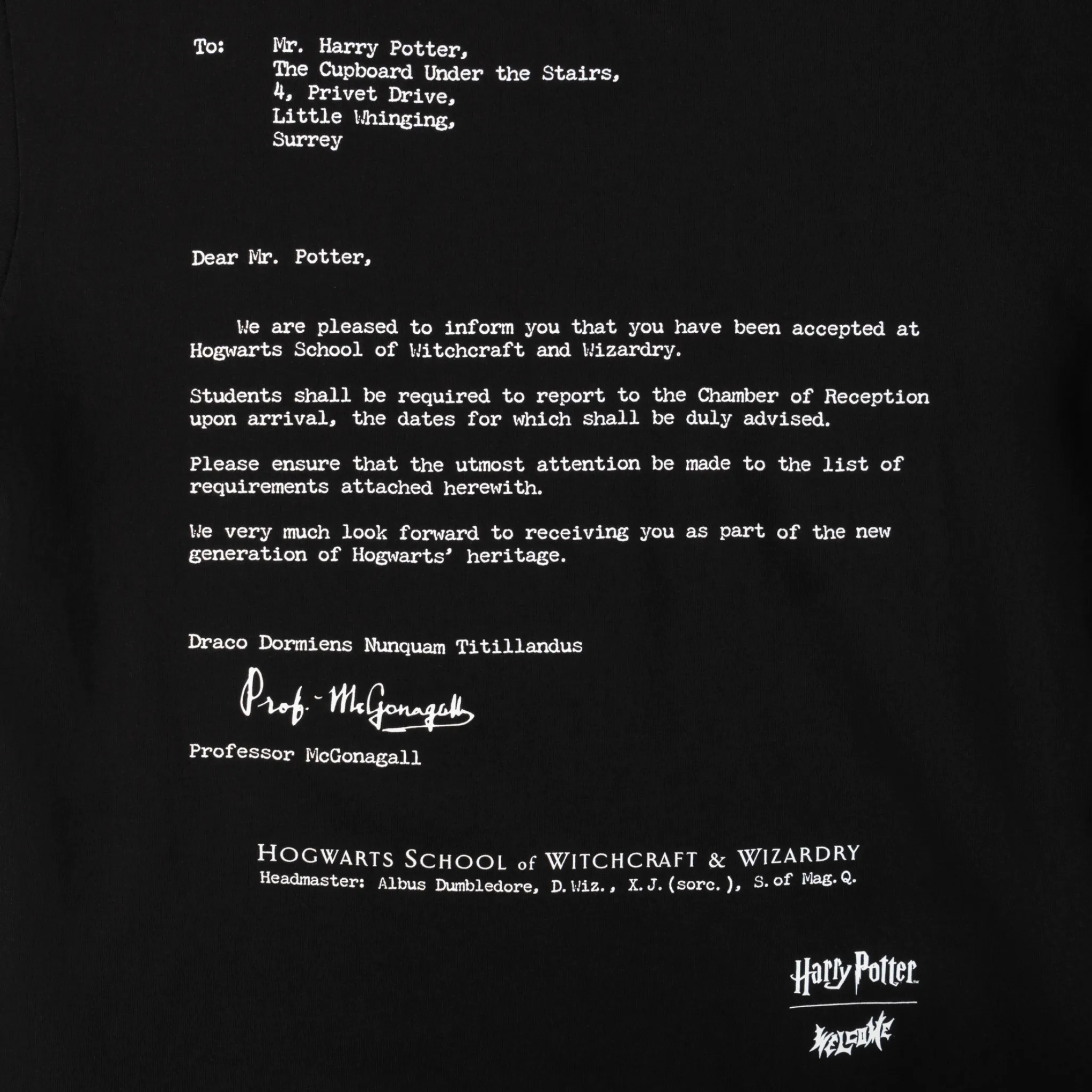 HARRY POTTER X WELCOME - Acceptance Boxy Garment-Dyed Tee Casual Chic Look Stylish Wearable