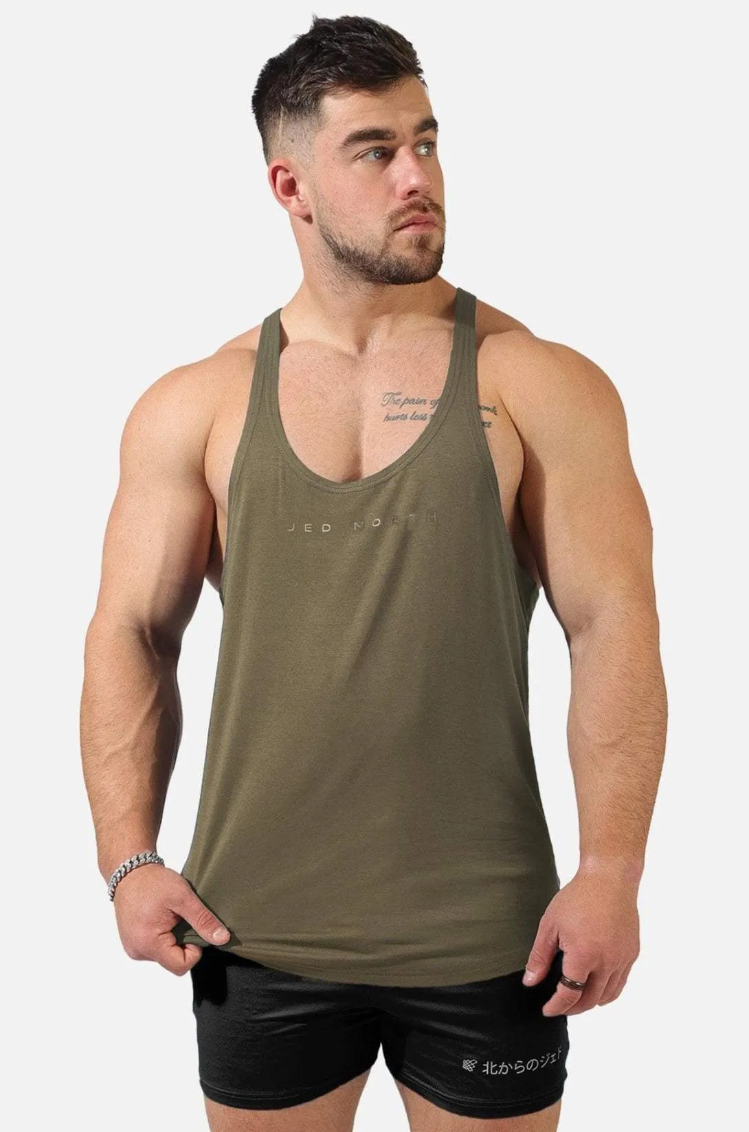 Classic Bodybuilding Racerback Stringer - Olive industrial workers Fresh Lightness