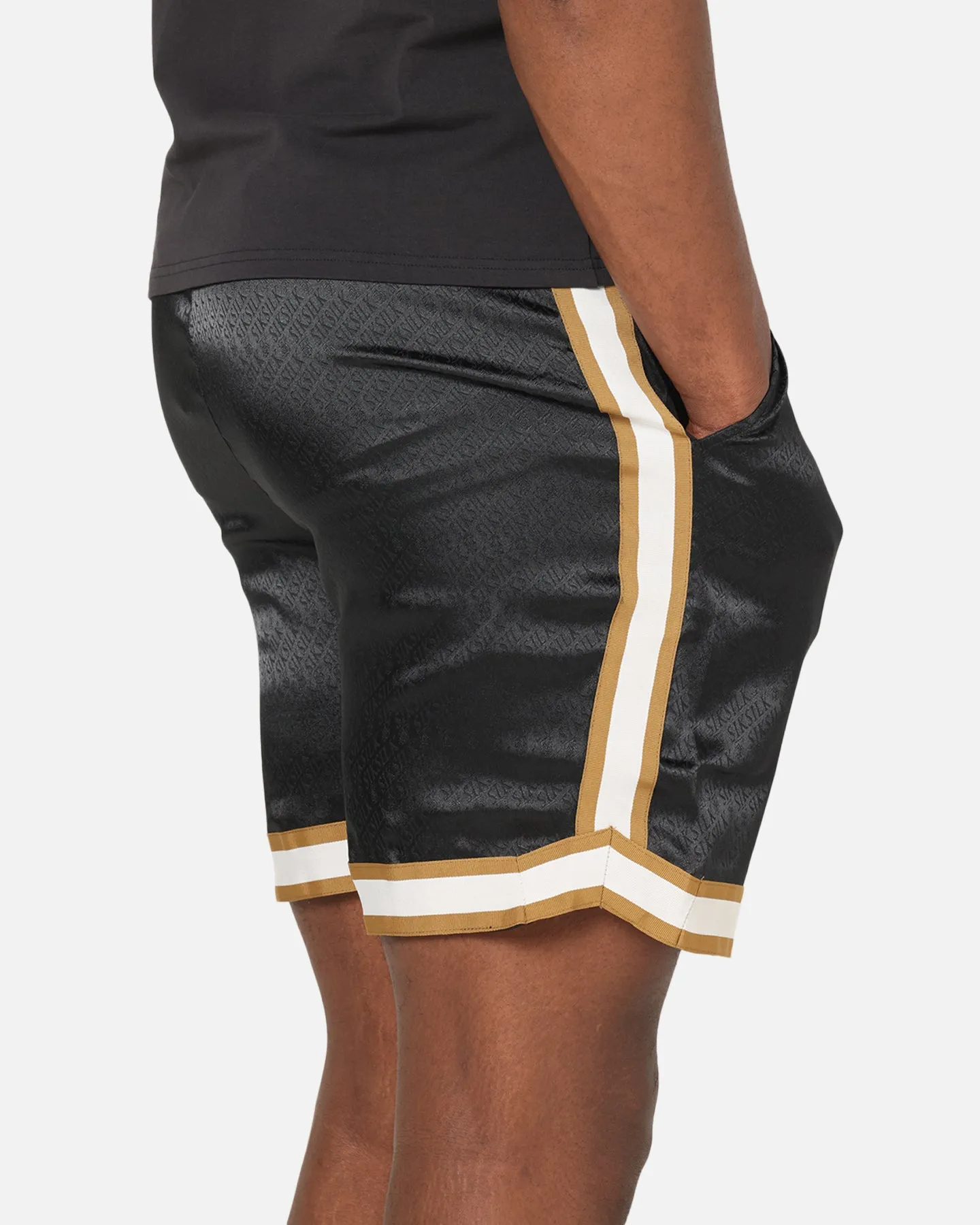 Casual Fit Design Sik Silk Resort Shorts Black