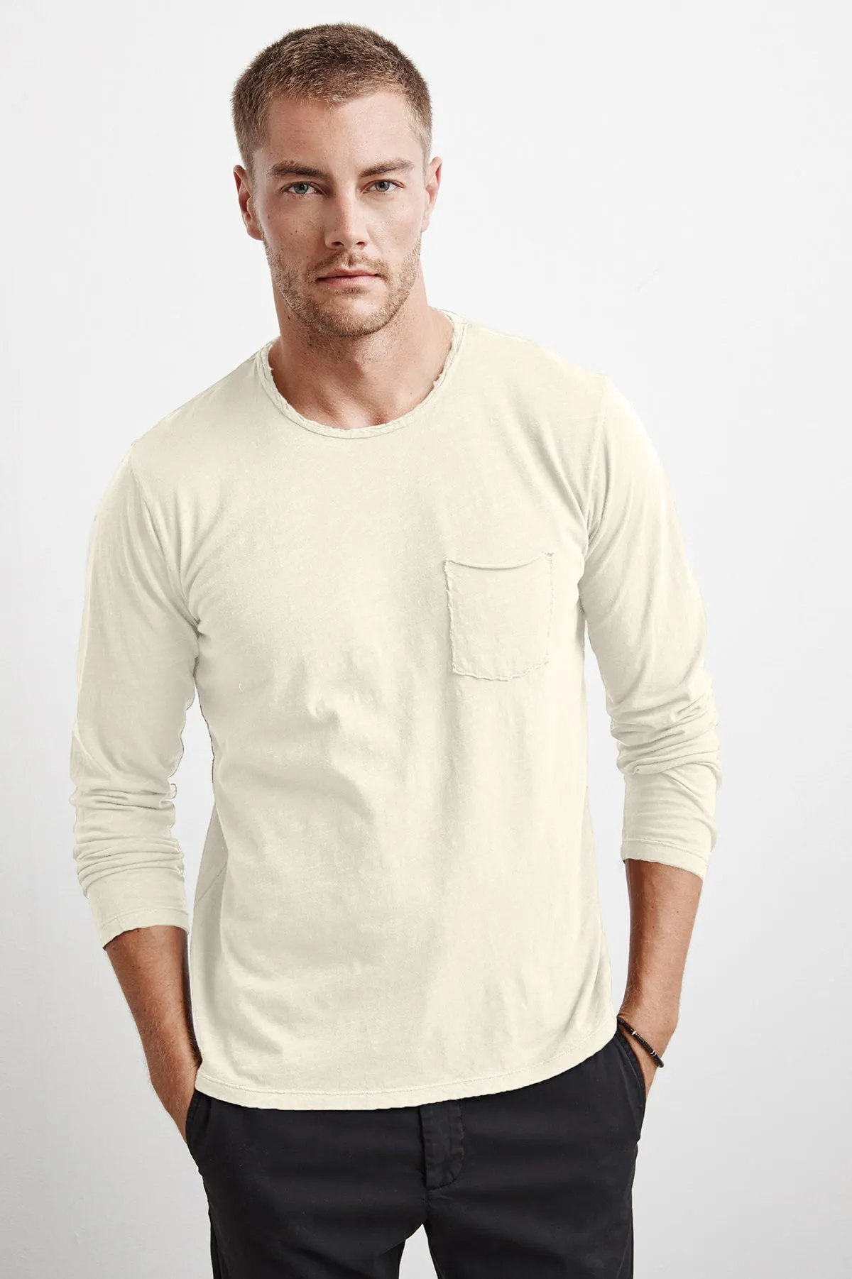 SeamlessSidePanels Eco Certified Textile SIMEON RAW EDGE COTTON SLUB TEE