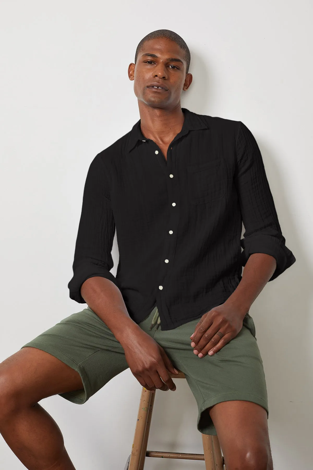 Eco Friendly Material ELTON COTTON WOVEN BUTTON-UP SHIRT