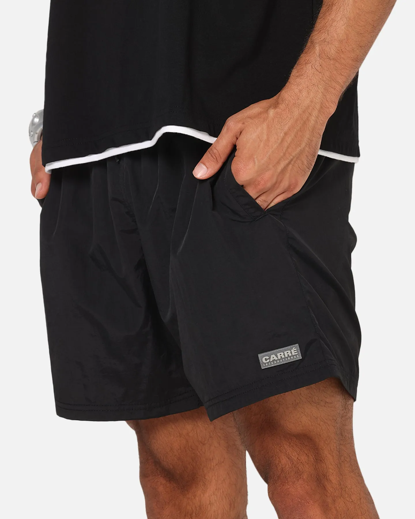 Designer Style Secure Closure System Carre Classic Nylon Shorts Black