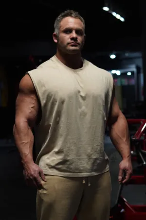 Sleeveless Box Cut Tank Top - Light Khaki All Day Wear mass production