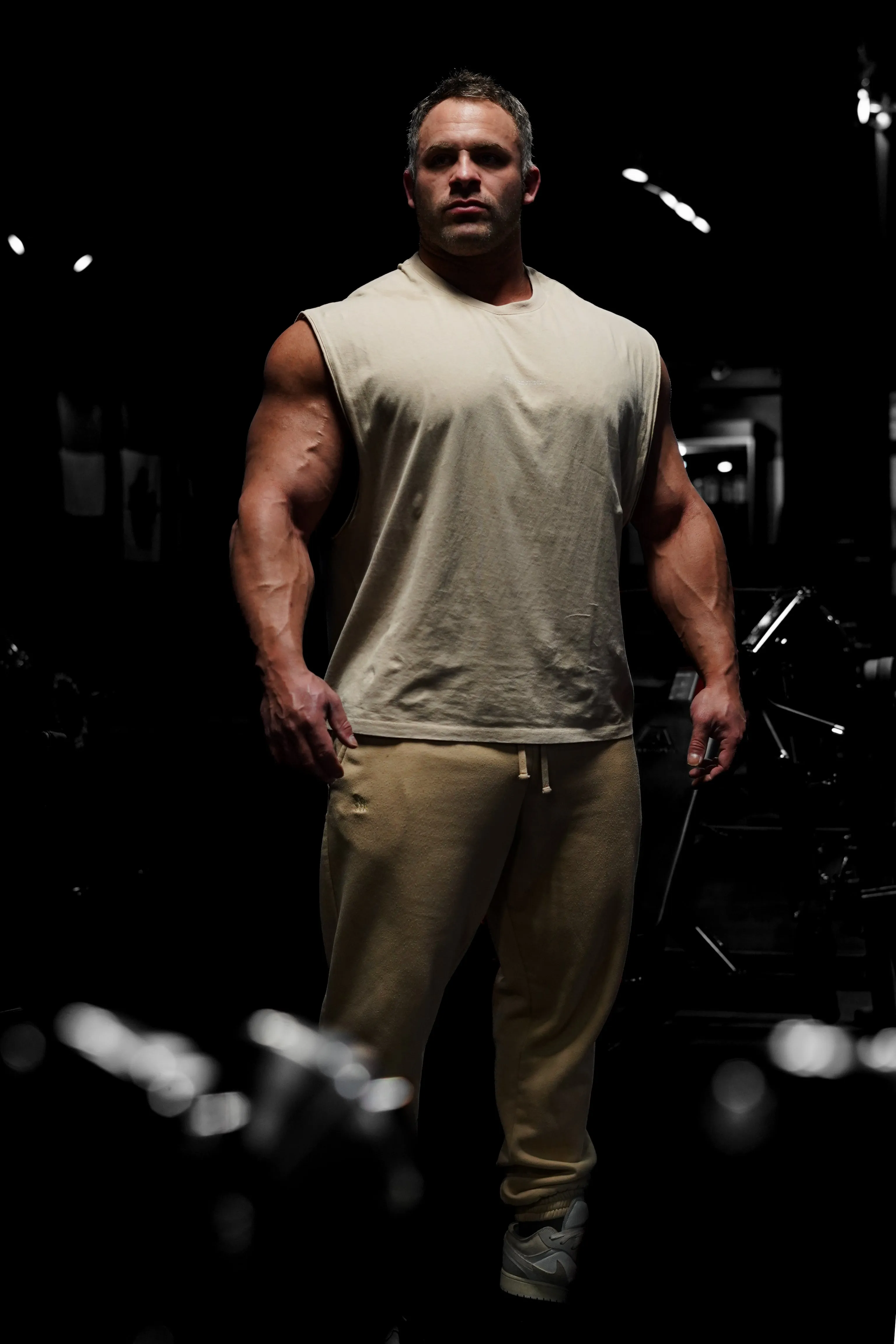 Dynamic Tension Control Sleeveless Box Cut Tank Top - Light Khaki