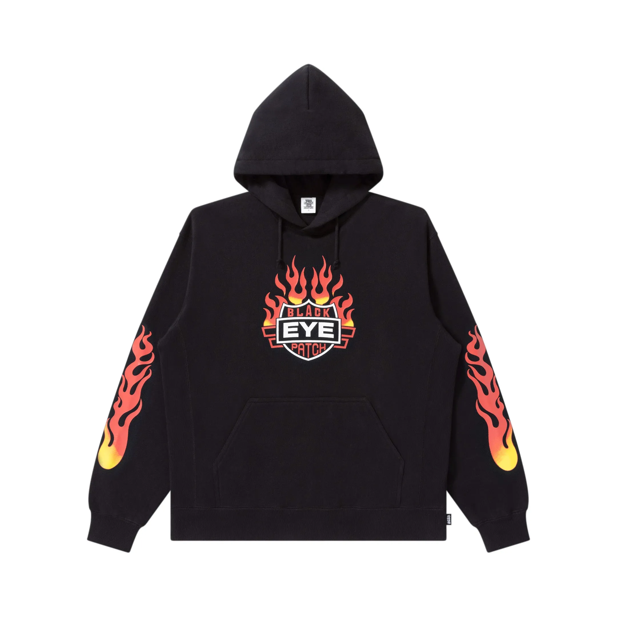 FLAME RIDER LOGO HOODIE BLACK Comfy Streetwear Ribbed Hem