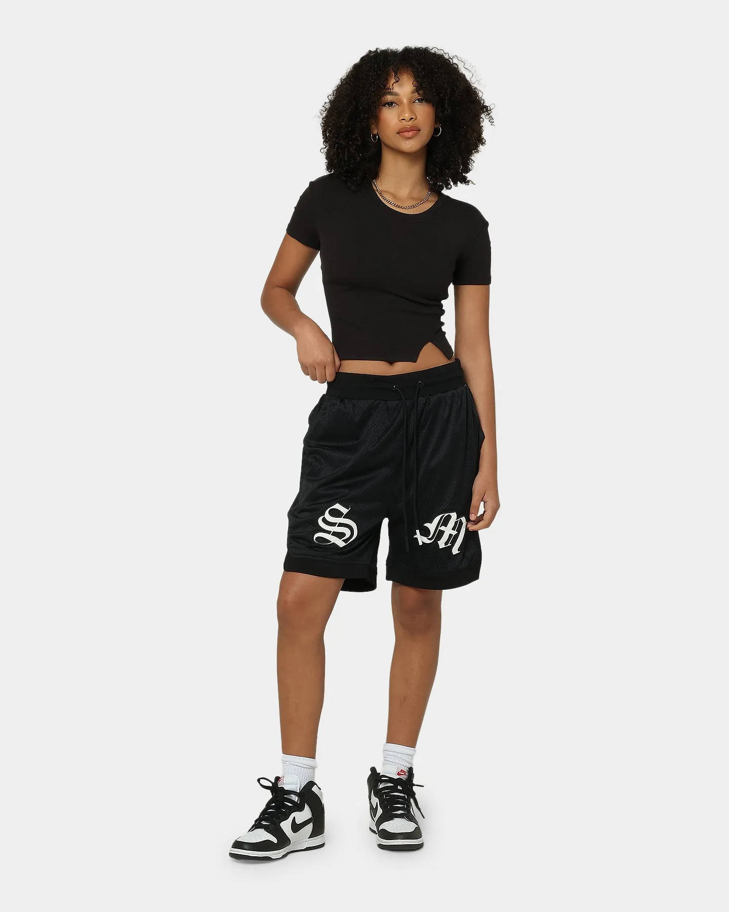 Saint Morta Graves Basketball Shorts Black Durable Hemming Stain-Resistant
