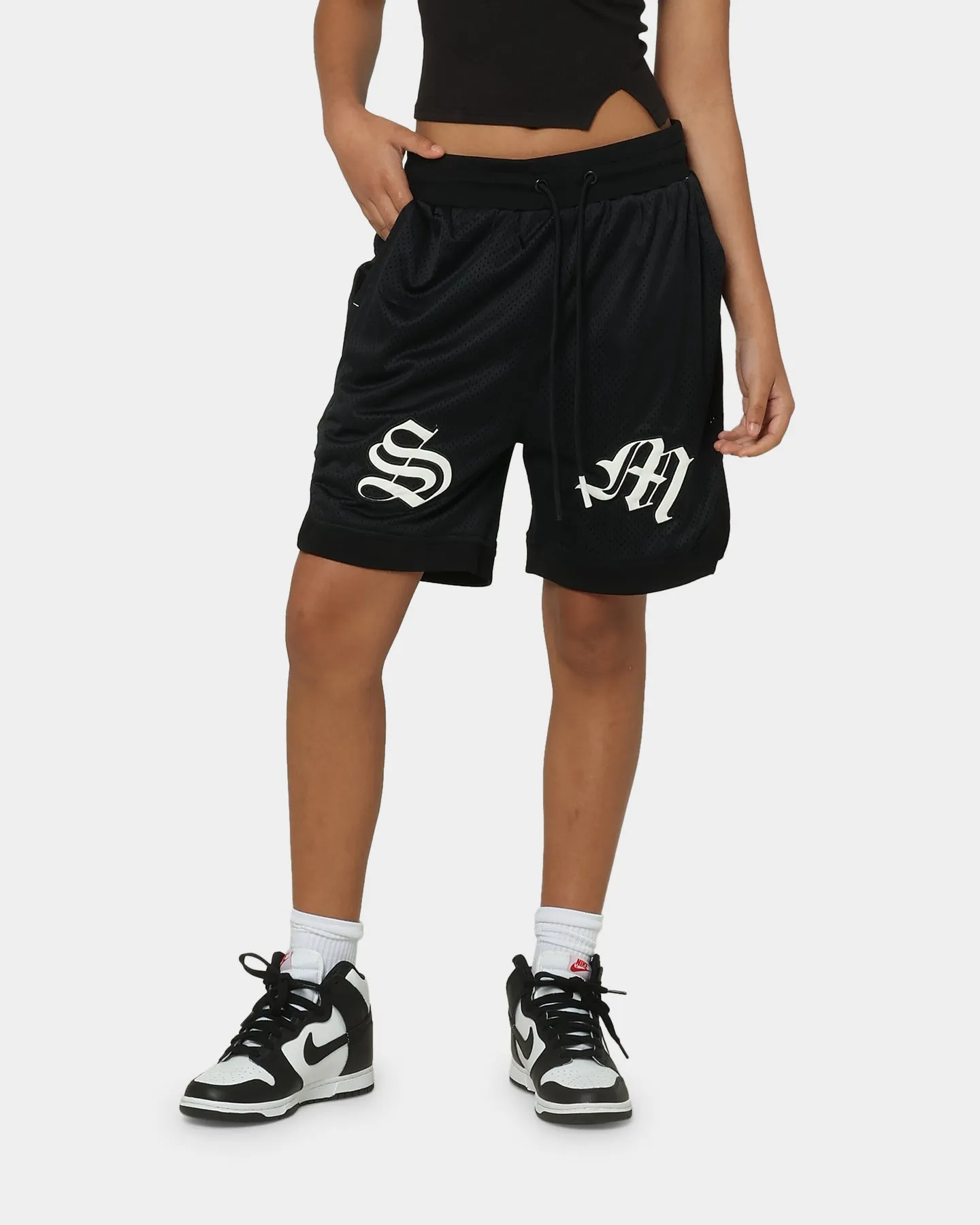 Saint Morta Graves Basketball Shorts Black Ergonomic Curved Seams Active Mode