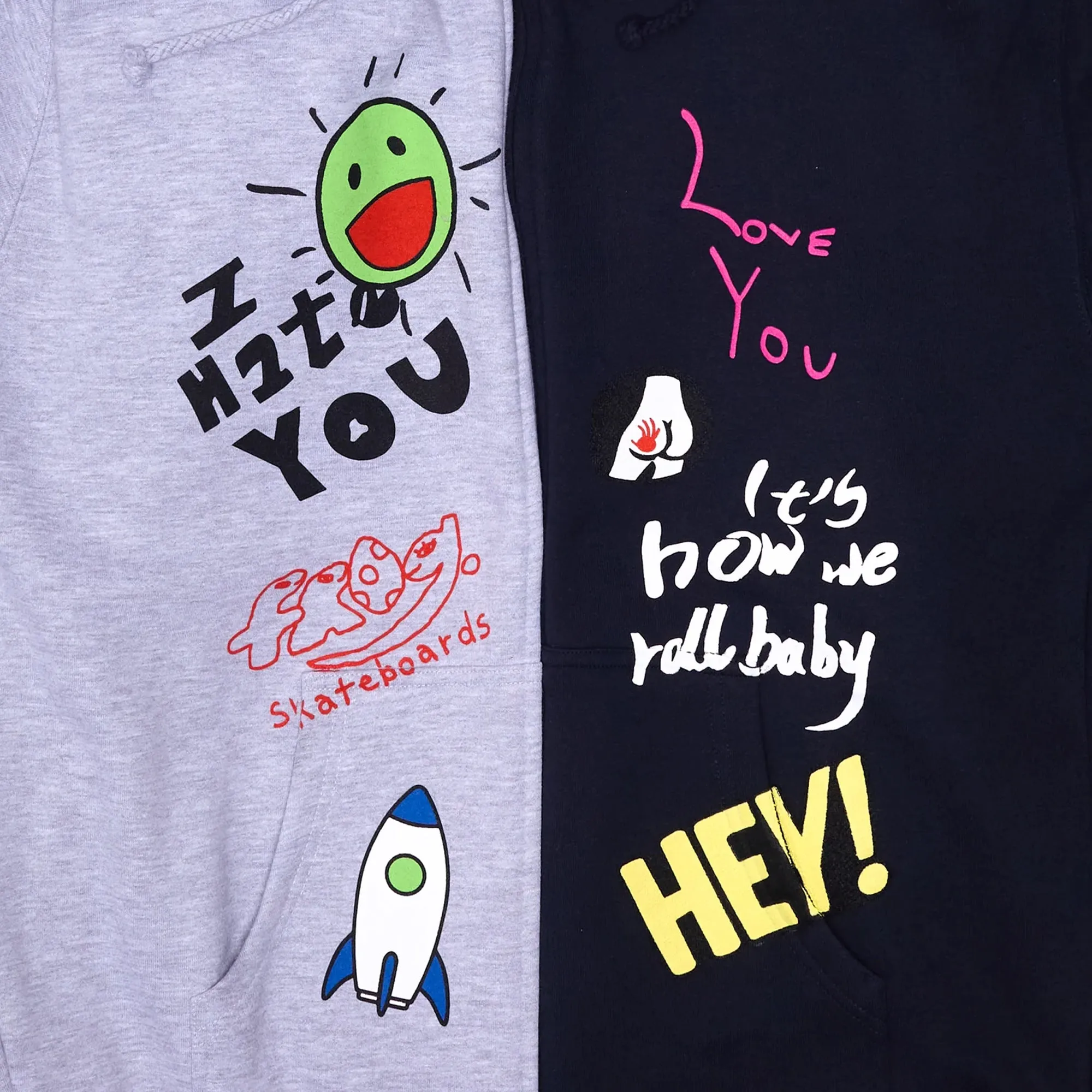 Frog Love/Hate Zip Hoodie - Navy Suede Like Texture