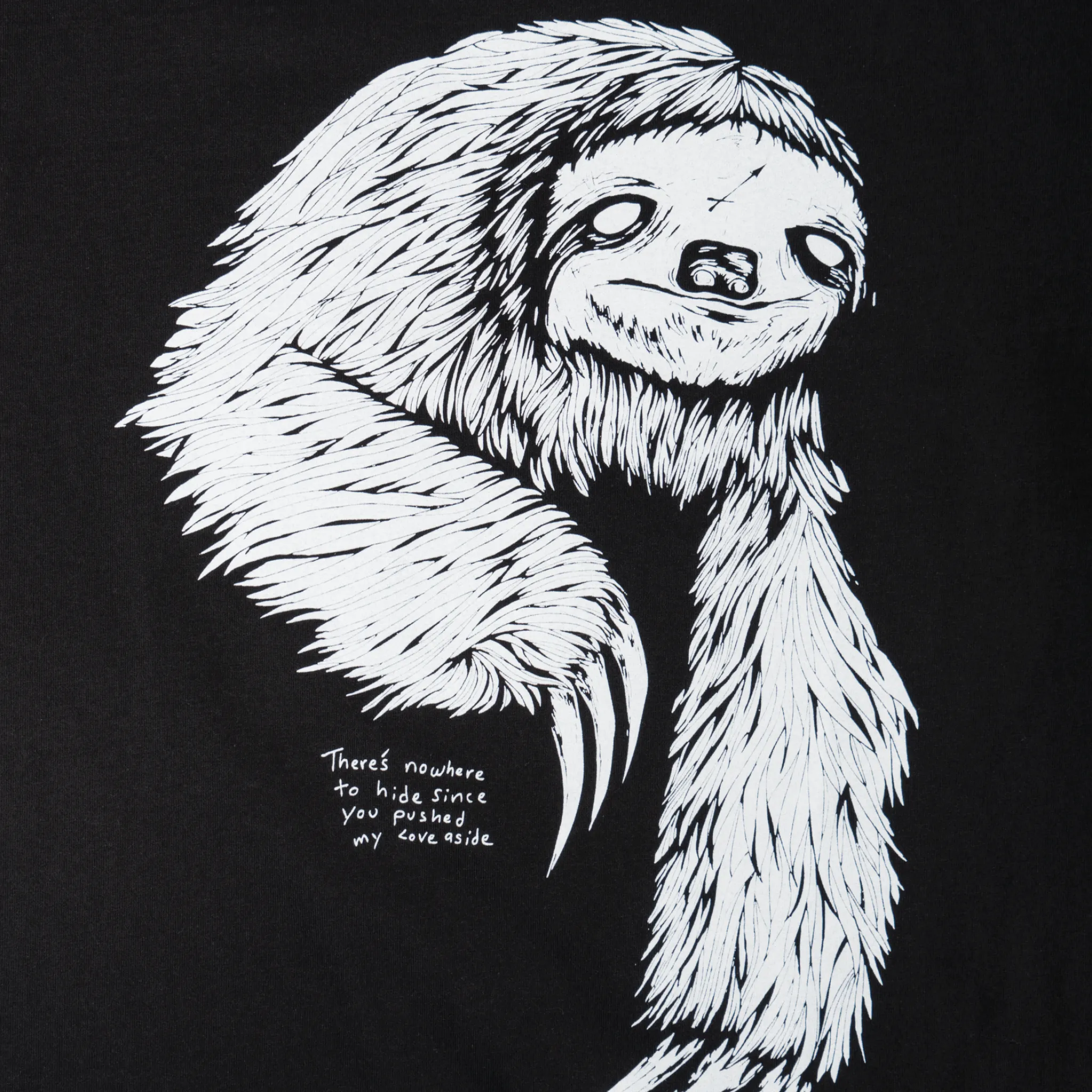 Summer Style Sloth Garment-Dyed Boxy Tee - Black/White