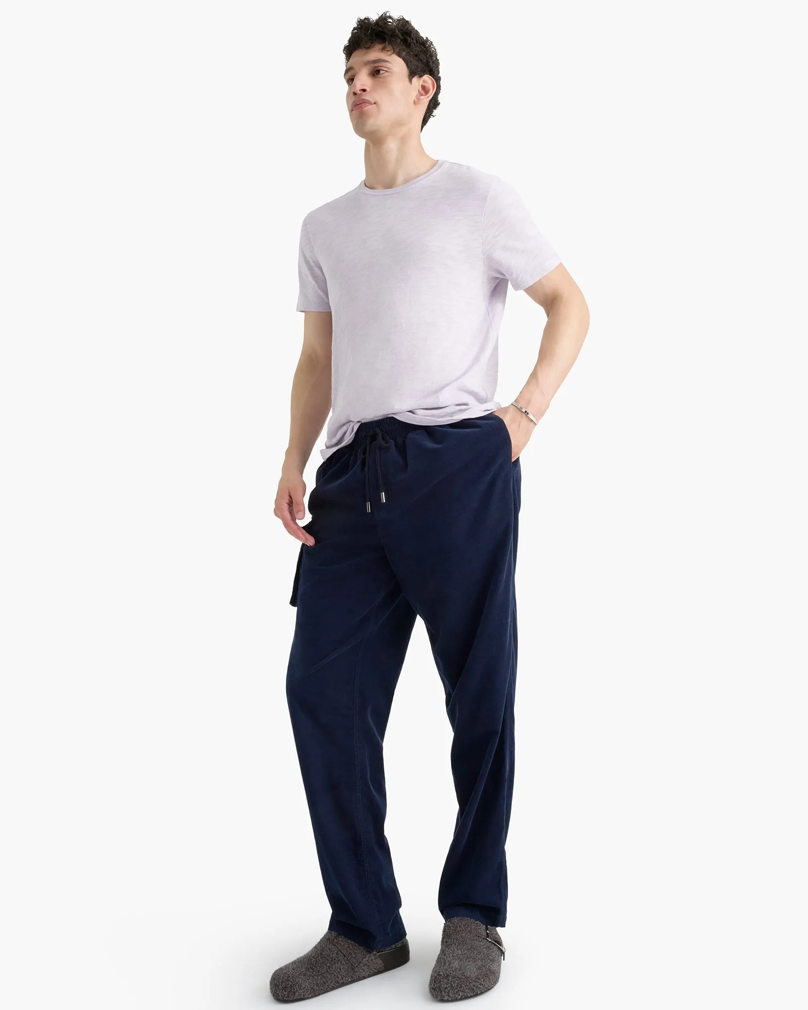 Relaxed Style Slub Jersey Chroma Wash Short Sleeve Crew Neck Tee - Faded Lavender