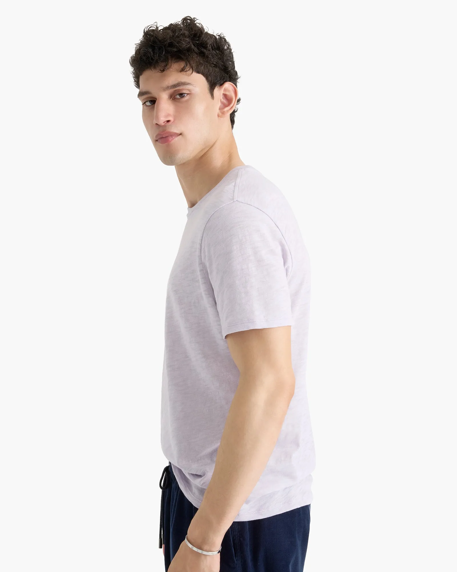 Slub Jersey Chroma Wash Short Sleeve Crew Neck Tee - Faded Lavender Outdoor Leisure Look