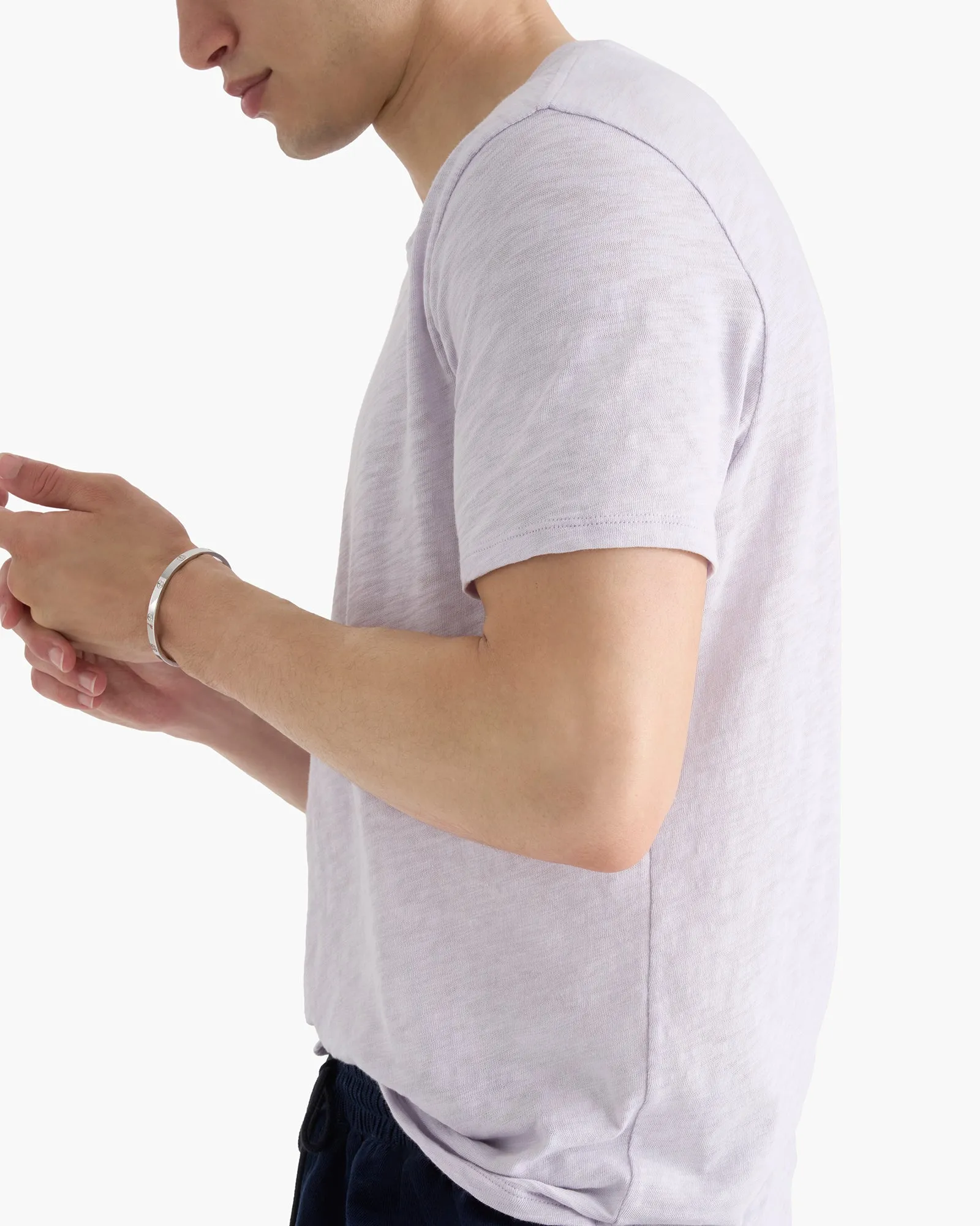 Classic Outfit Style Classic Fit Slub Jersey Chroma Wash Short Sleeve Crew Neck Tee - Faded Lavender