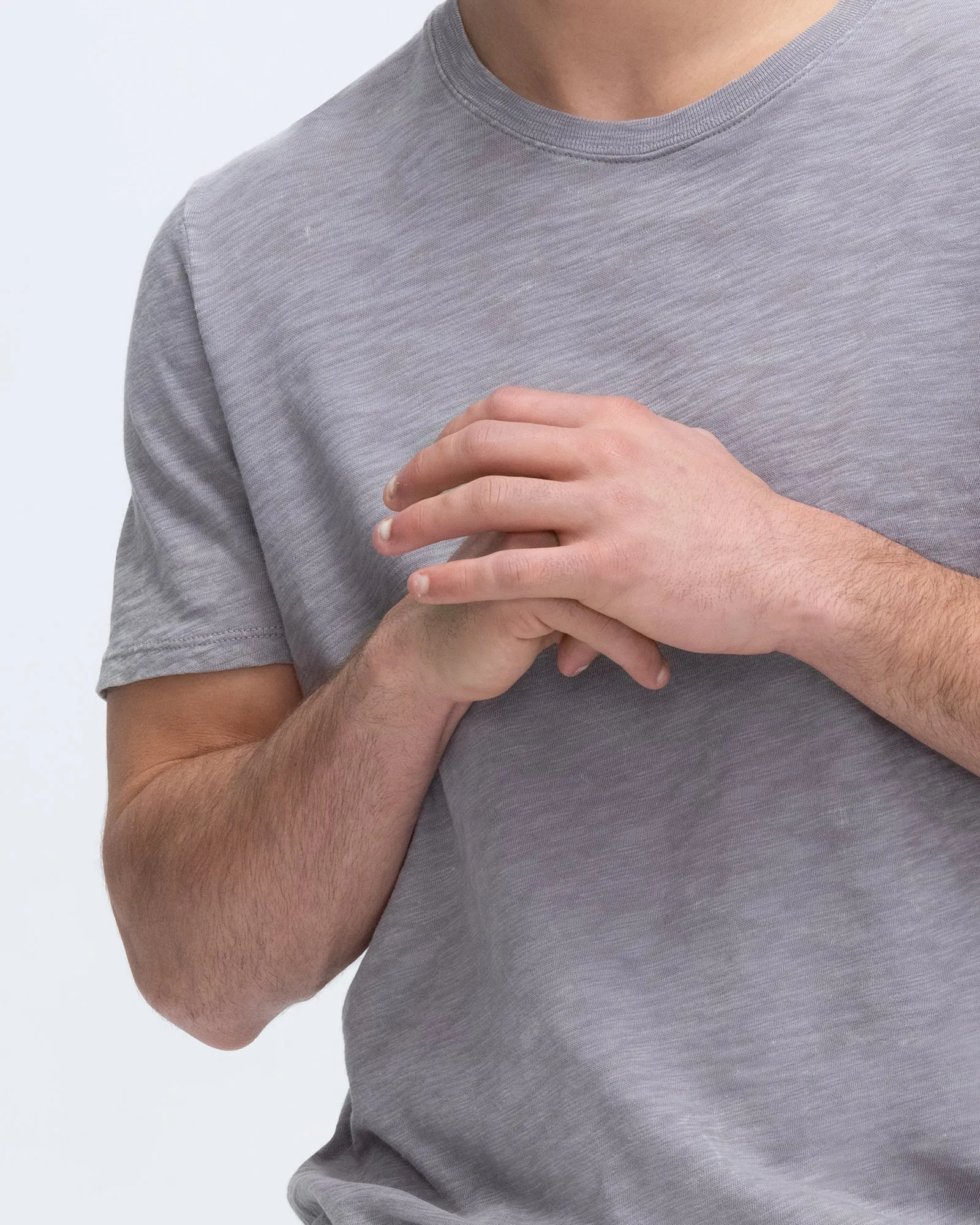 Floral Pattern Slub Jersey Chroma Wash Short Sleeve Crew Neck Tee - Shark