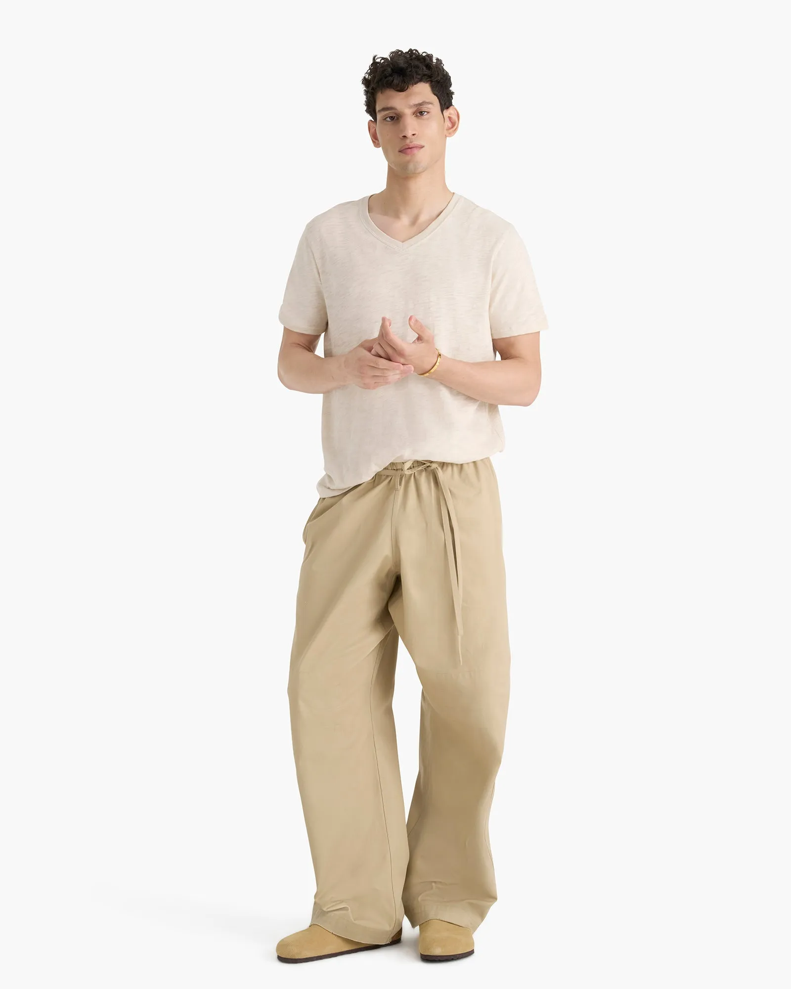 Slub Jersey Chroma Wash V-Neck Tee - Bleached Oak Quick Layer Fit