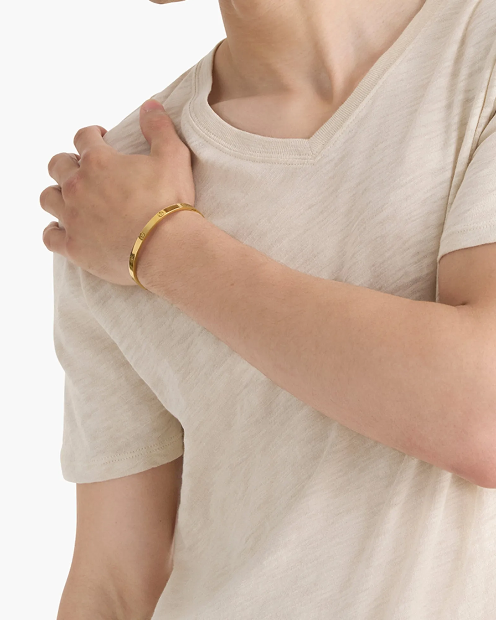 Soft Layer Slub Jersey Chroma Wash V-Neck Tee - Bleached Oak