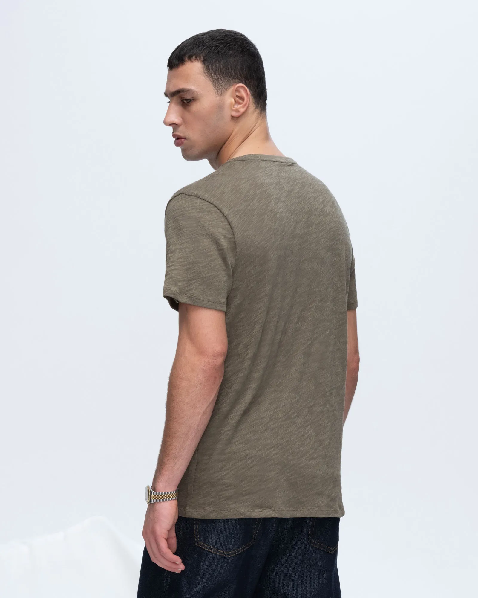 Practical Design Slub Jersey Crew Neck Tee - Army