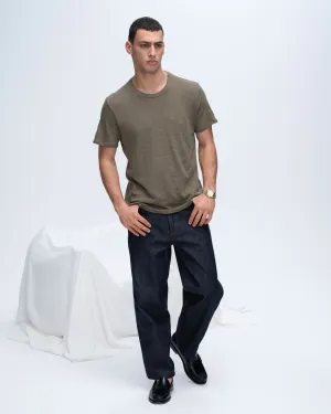 Easy Wear Look Lightweight Wear Slub Jersey Crew Neck Tee - Army