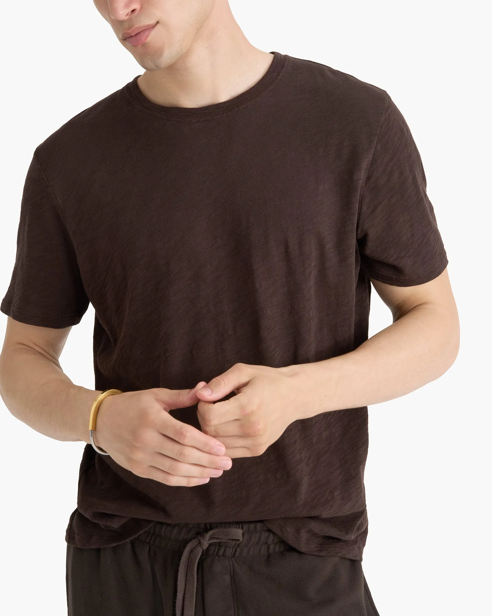 Slub Jersey Crew Neck Tee - Dark Chocolate Flexible Shoulder Seams