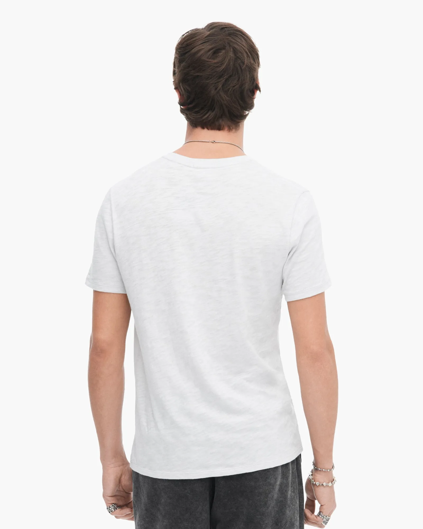 Streetwear Sleek Comfort Slub Jersey Crew Neck Tee - Silver