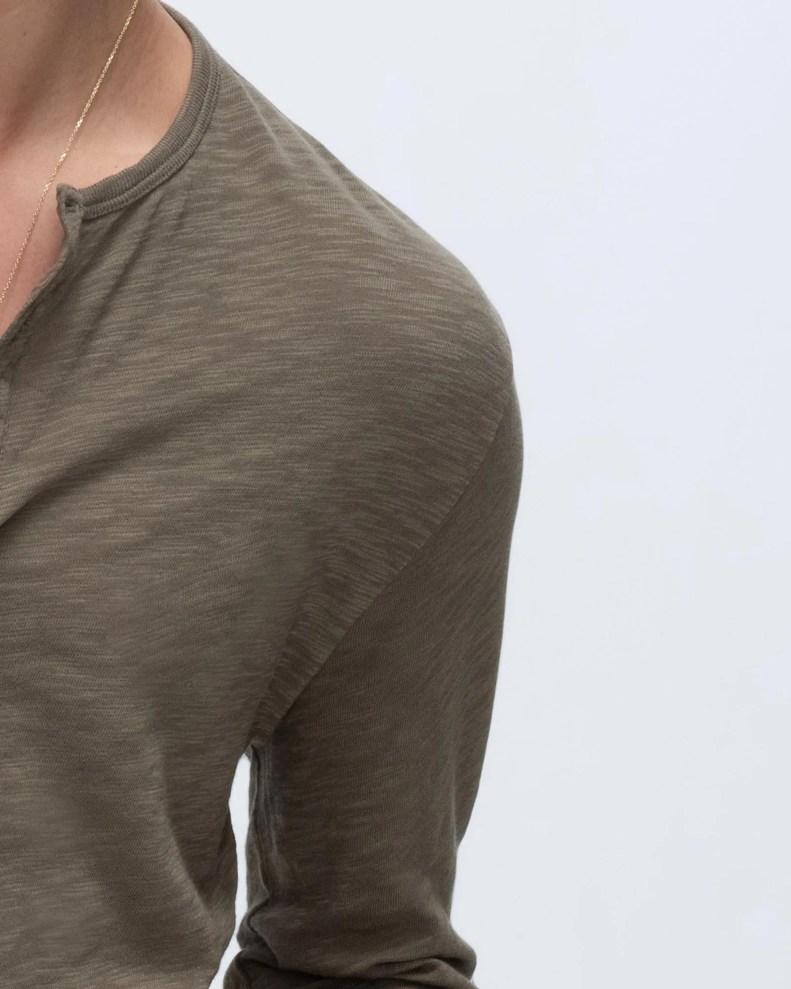 Perfect for Any Outfit Slub Jersey Destroyed Wash Henley - Army