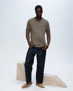 Slub Jersey Long Sleeve Destroyed Wash Tee - Army Comfort Stretch Fit hypoallergenic