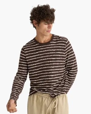 Versatile and Stylish Slub Jersey Long Sleeve Destroyed Wash Tee - Dark Chocolate Chalk