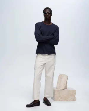 Slub Jersey Long Sleeve Destroyed Wash Tee - Midnight Performance Comfort