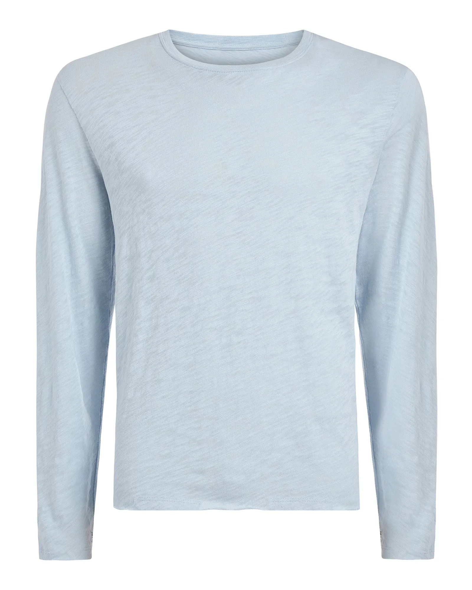 Minimalist fashion Roomy Waistband Slub Jersey Long Sleeve Destroyed Wash Tee - Powder Blue