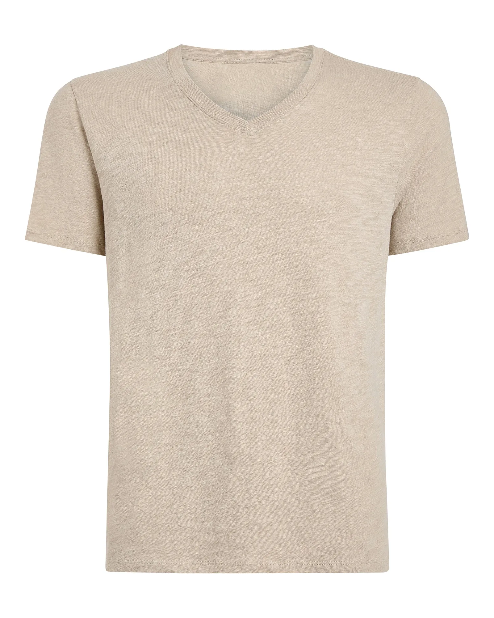 Classic Look Slub Jersey V-Neck Tee - Dune